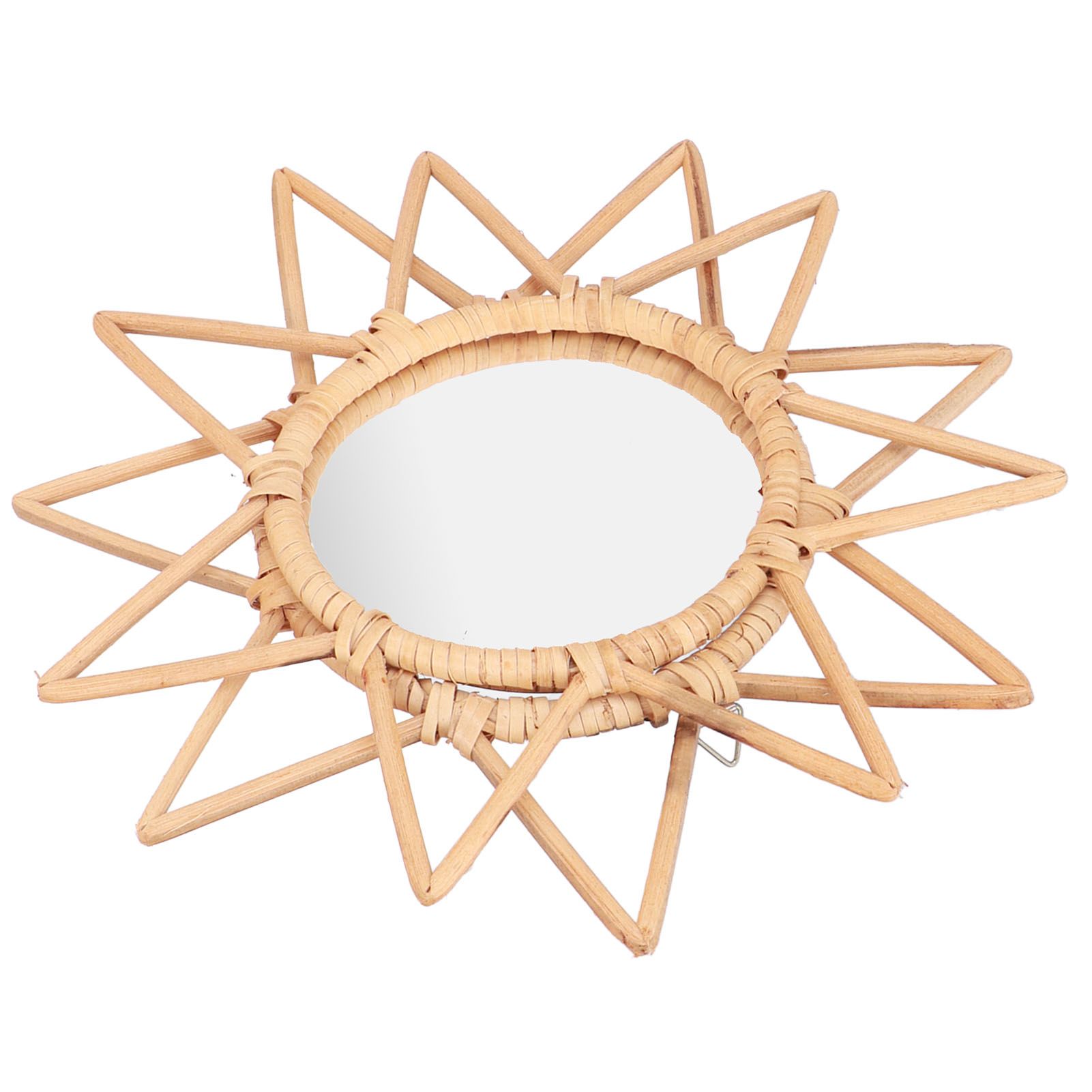 Rattan Innovative Art Decoration Makeup Mirror Retro Dressing Bathroom Wall view 5