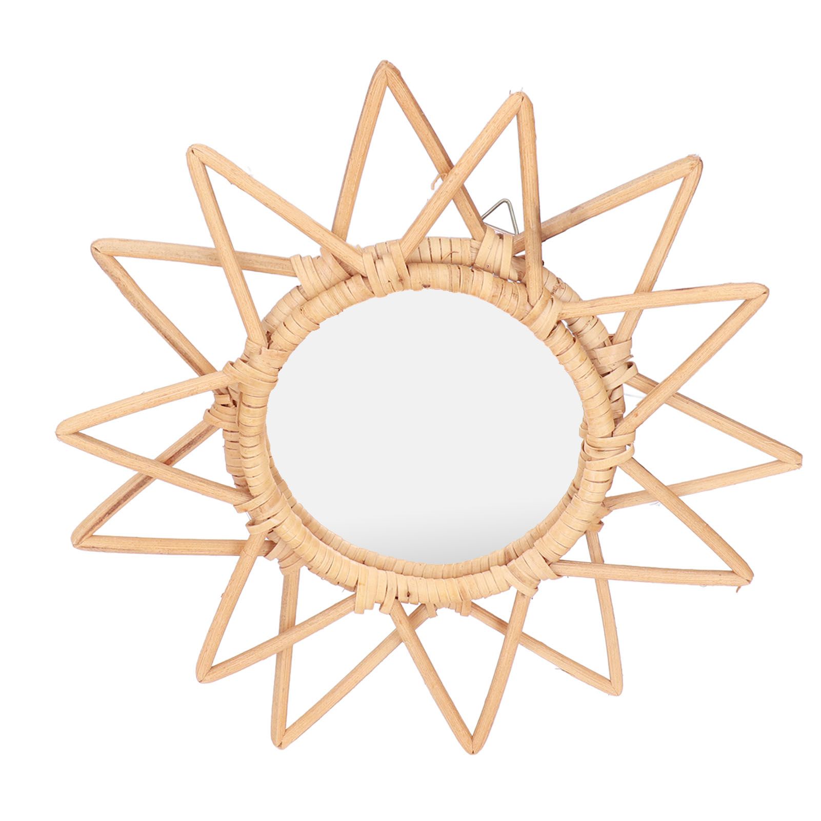 Rattan Innovative Art Decoration Makeup Mirror Retro Dressing Bathroom Wall view 10