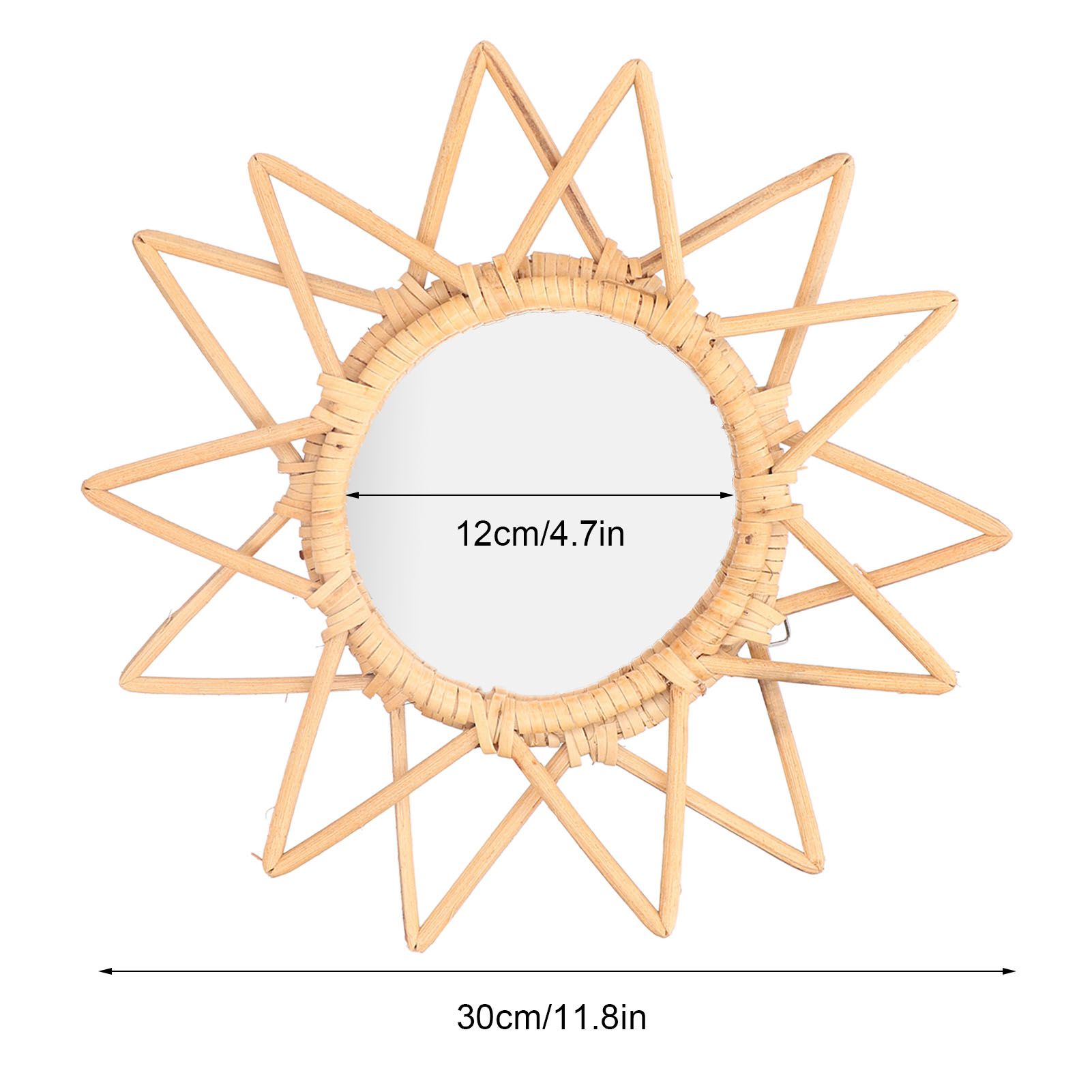 Rattan Innovative Art Decoration Makeup Mirror Retro Dressing Bathroom Wall view 13