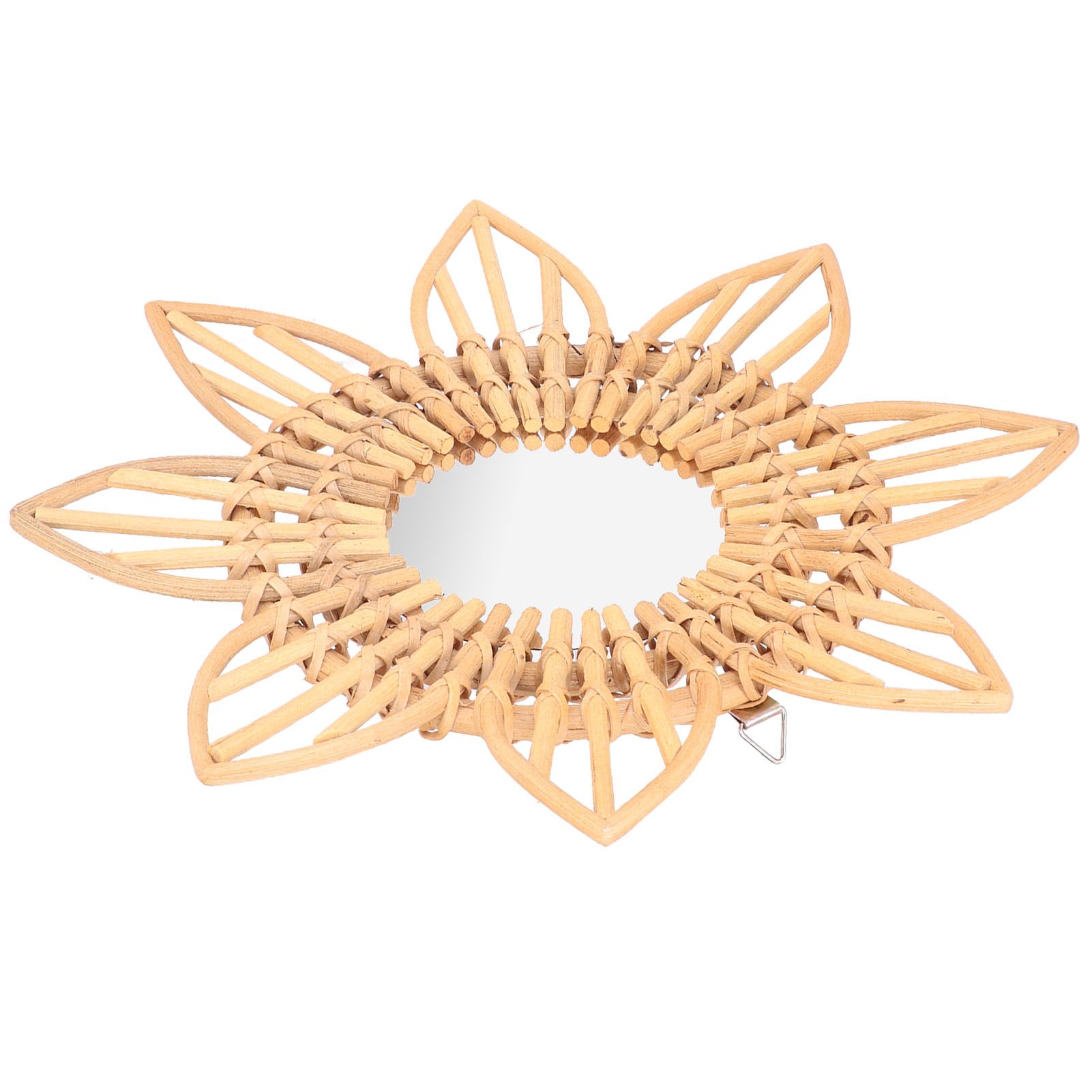 Rattan Innovative Art Decoration Makeup Mirror Retro Dressing Bathroom Wall view 4