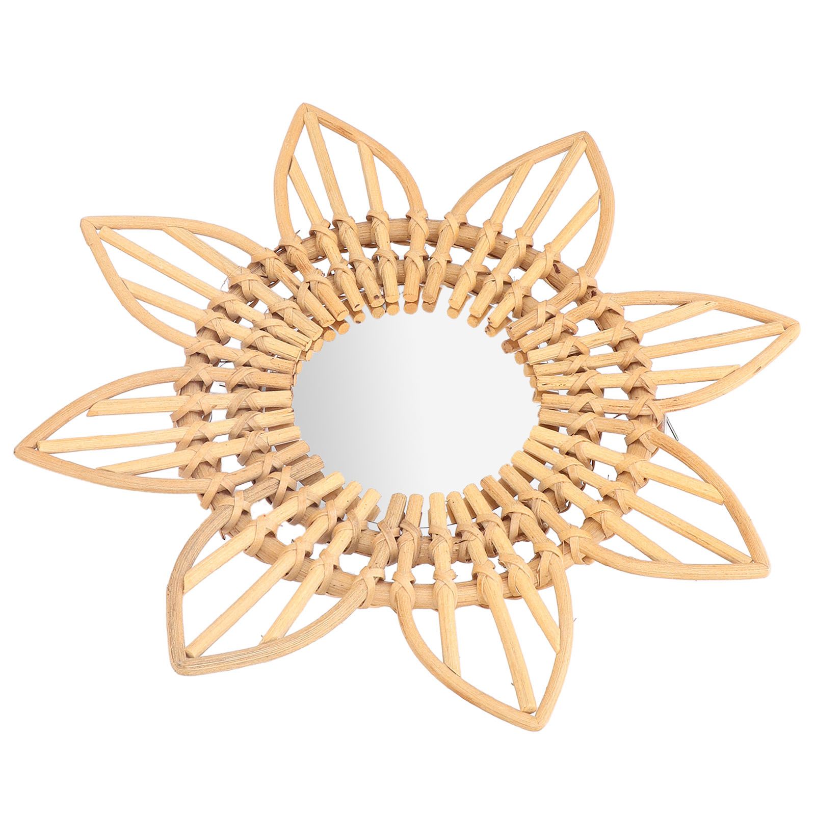 Rattan Innovative Art Decoration Makeup Mirror Retro Dressing Bathroom Wall view 6