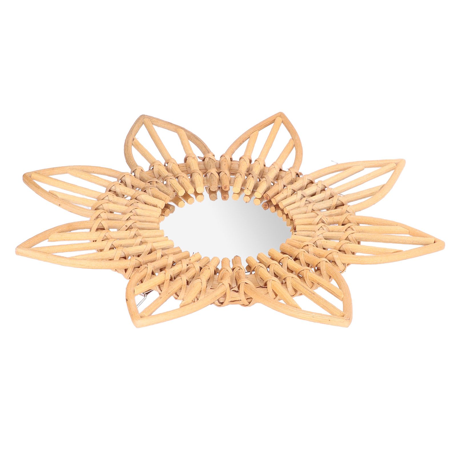 Rattan Innovative Art Decoration Makeup Mirror Retro Dressing Bathroom Wall view 9