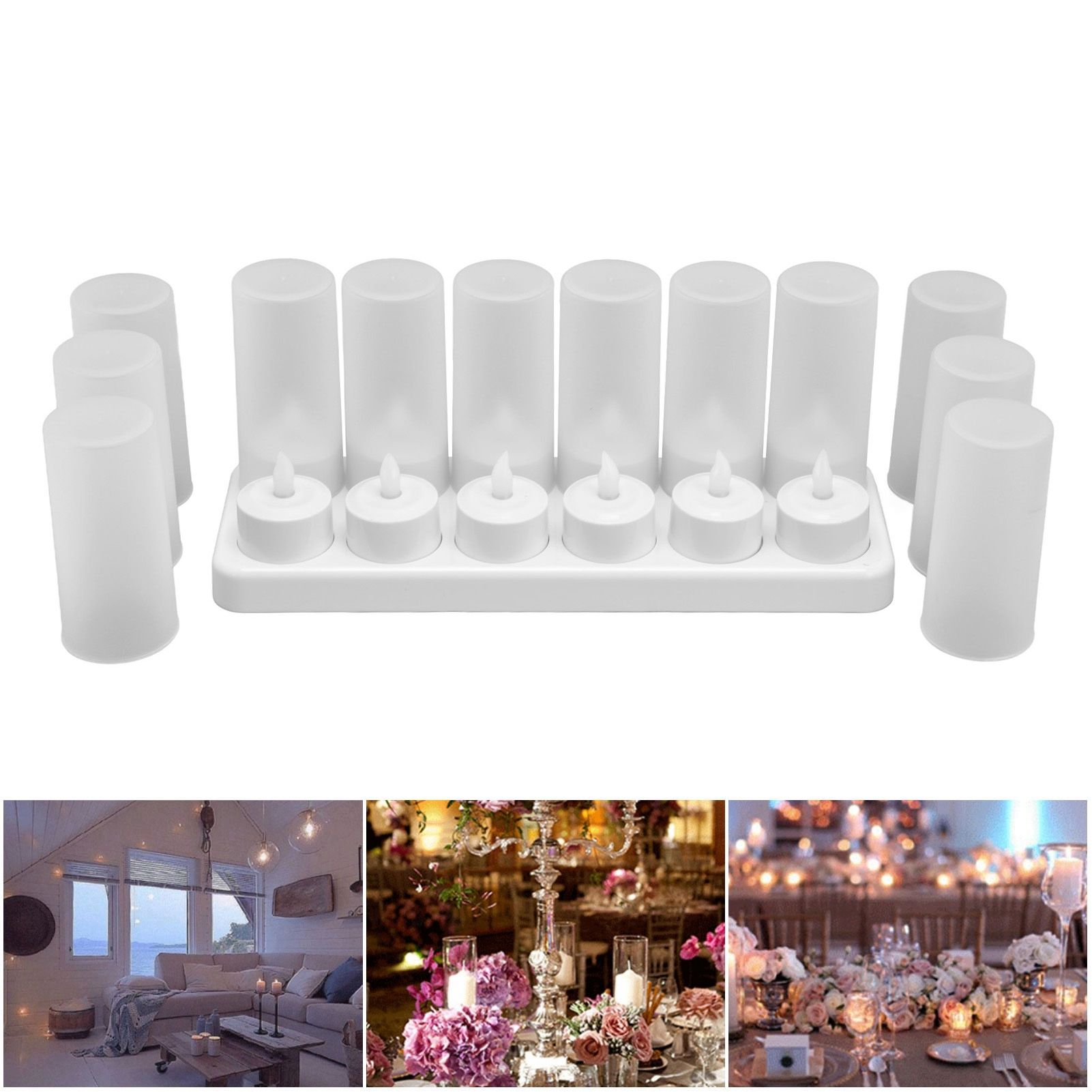 100‑240V Rechargeable Tealight Candle Lamp Reusable Flameless Cordless LED view 11