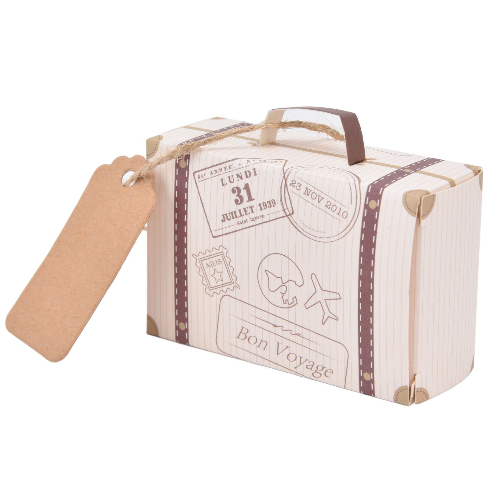 50 Sets Travel Themed Suitcase Shape Candy Boxes Party Favor Candy Box Vintage view 6