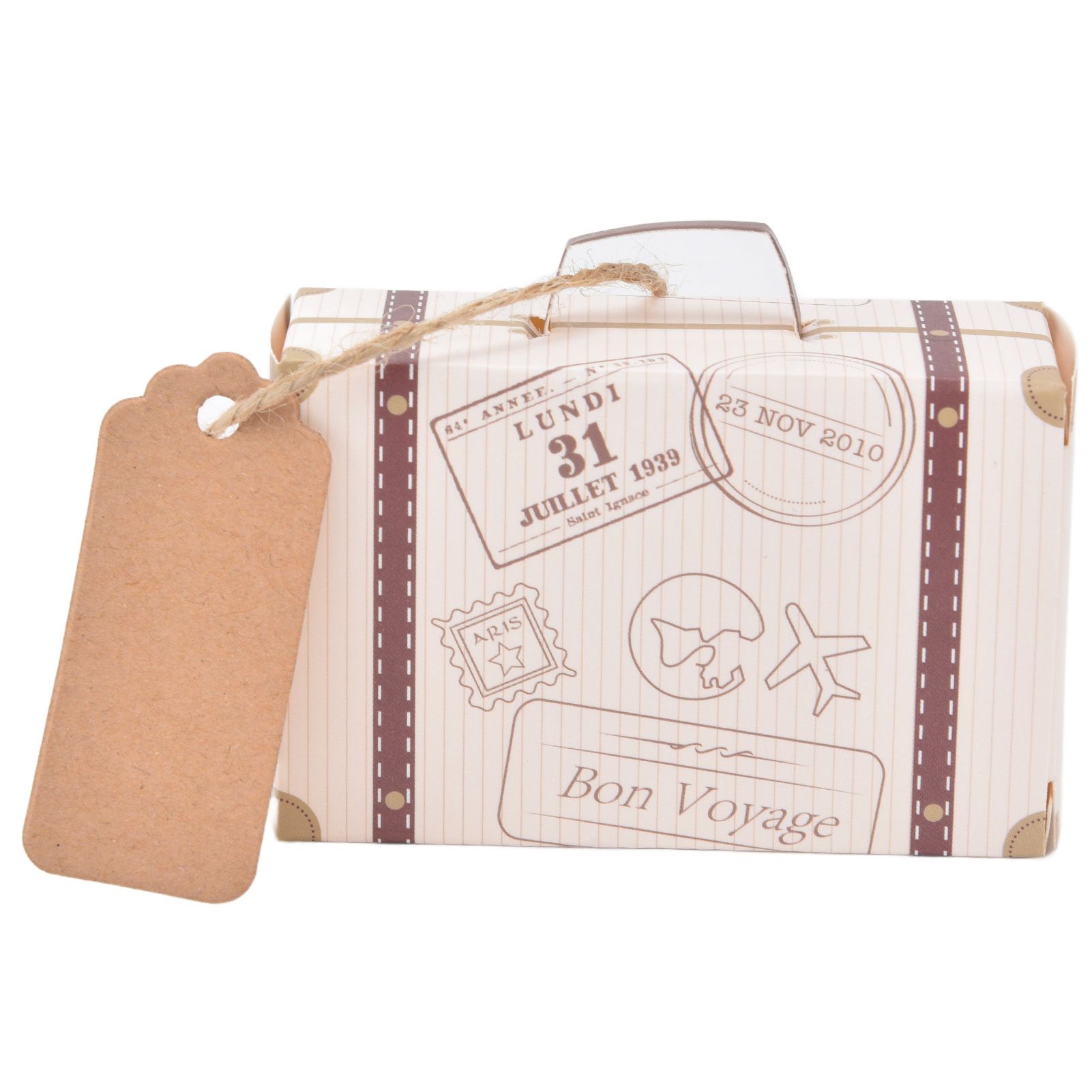 50 Sets Travel Themed Suitcase Shape Candy Boxes Party Favor Candy Box Vintage view 10