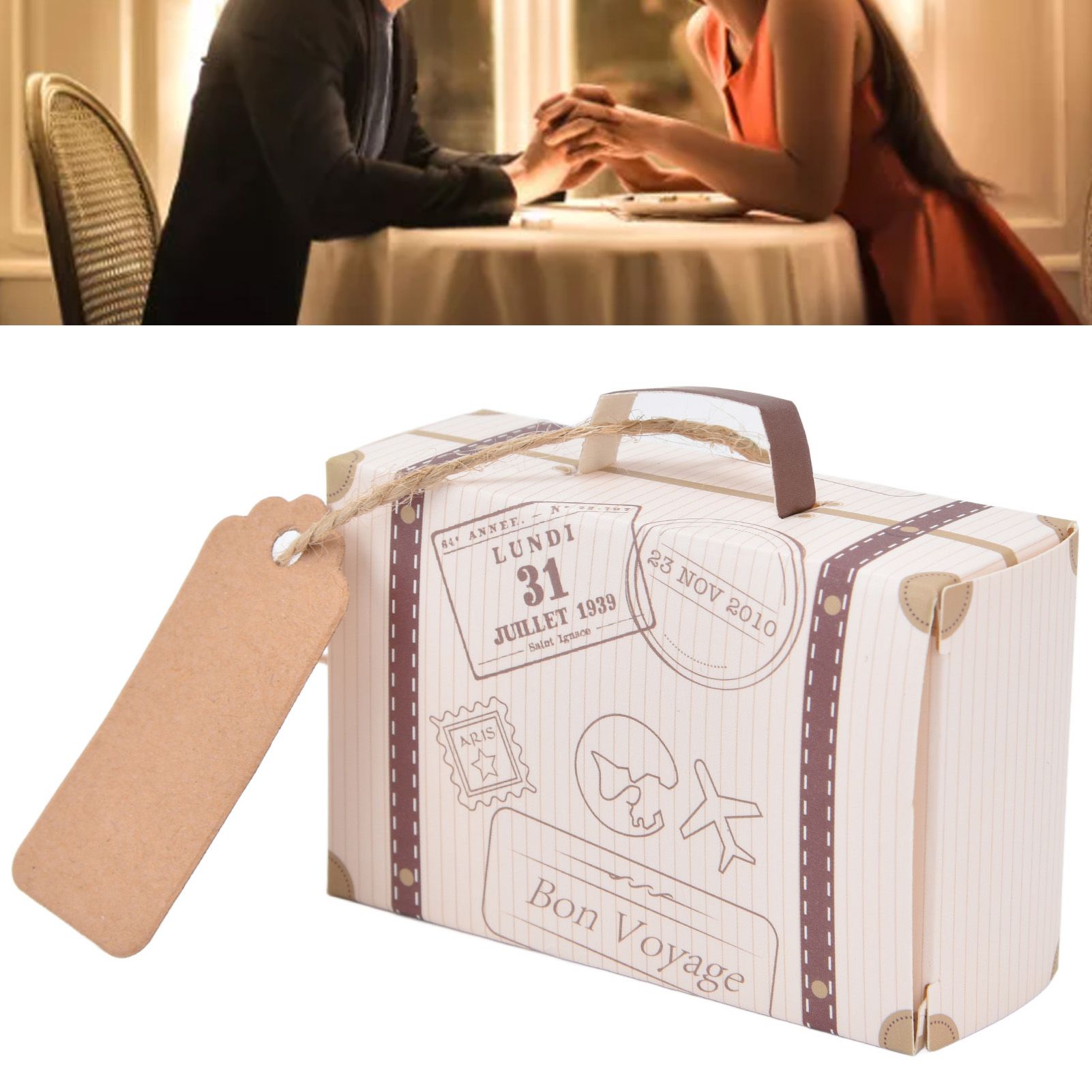 50 Sets Travel Themed Suitcase Shape Candy Boxes Party Favor Candy Box Vintage view 11