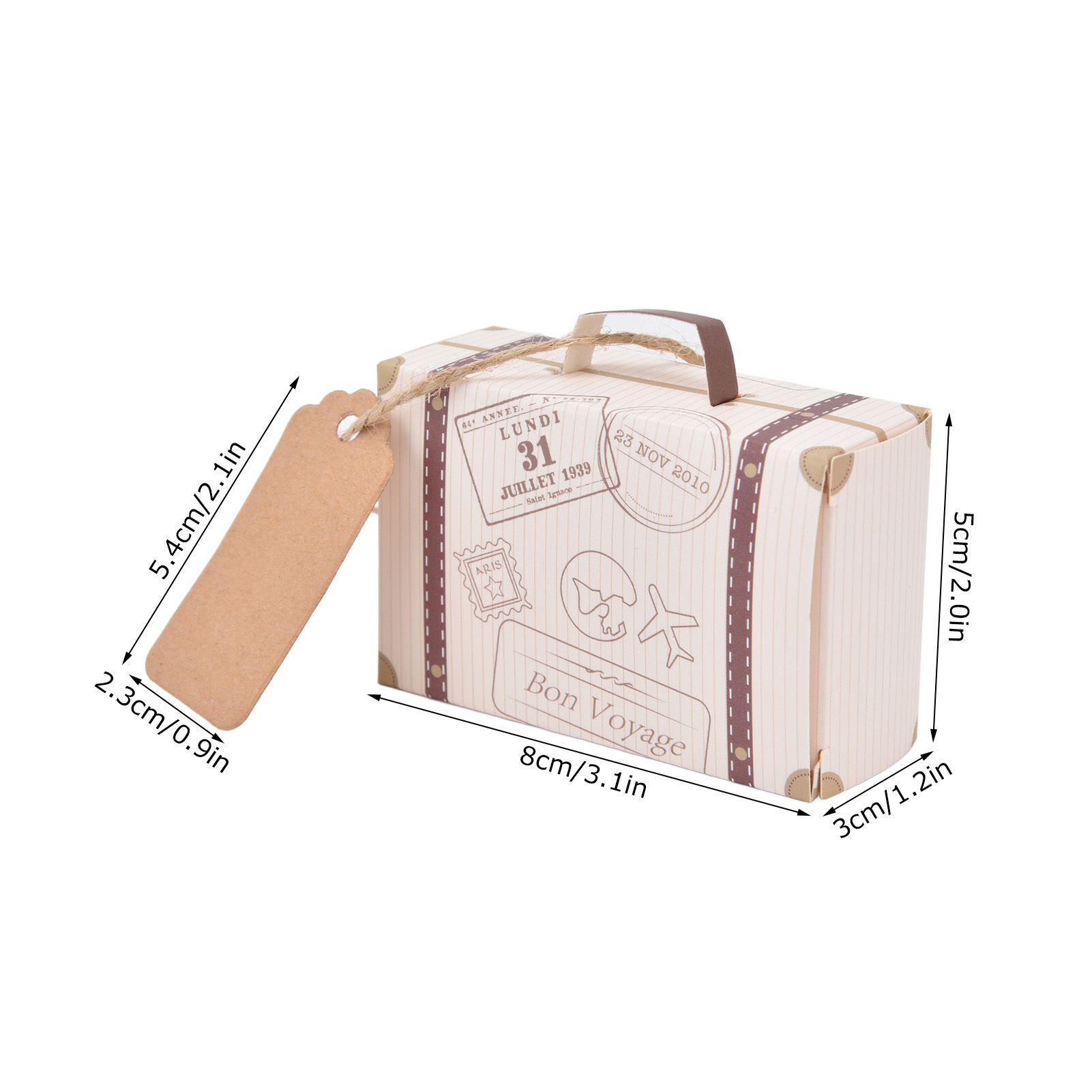 50 Sets Travel Themed Suitcase Shape Candy Boxes Party Favor Candy Box Vintage view 13