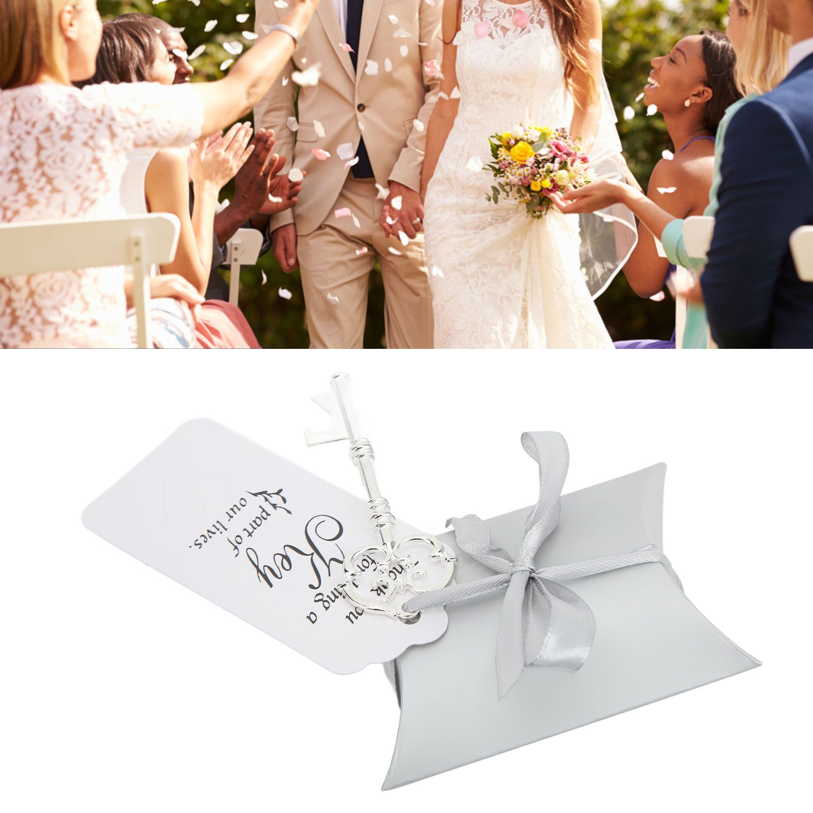 50Pack Wedding Candy Box Wedding Bridal Guest Favors with Vintage Keys Tags view 11