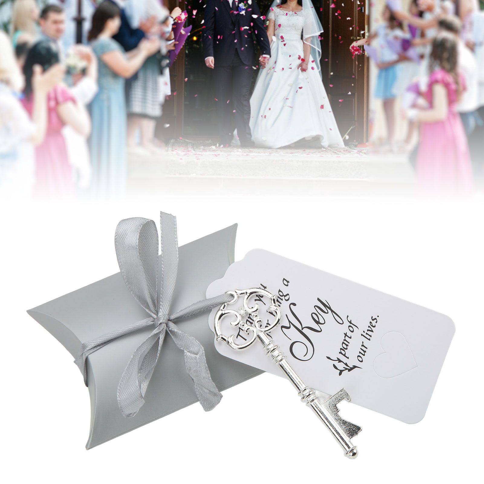 50Pack Wedding Candy Box Wedding Bridal Guest Favors with Vintage Keys Tags view 15