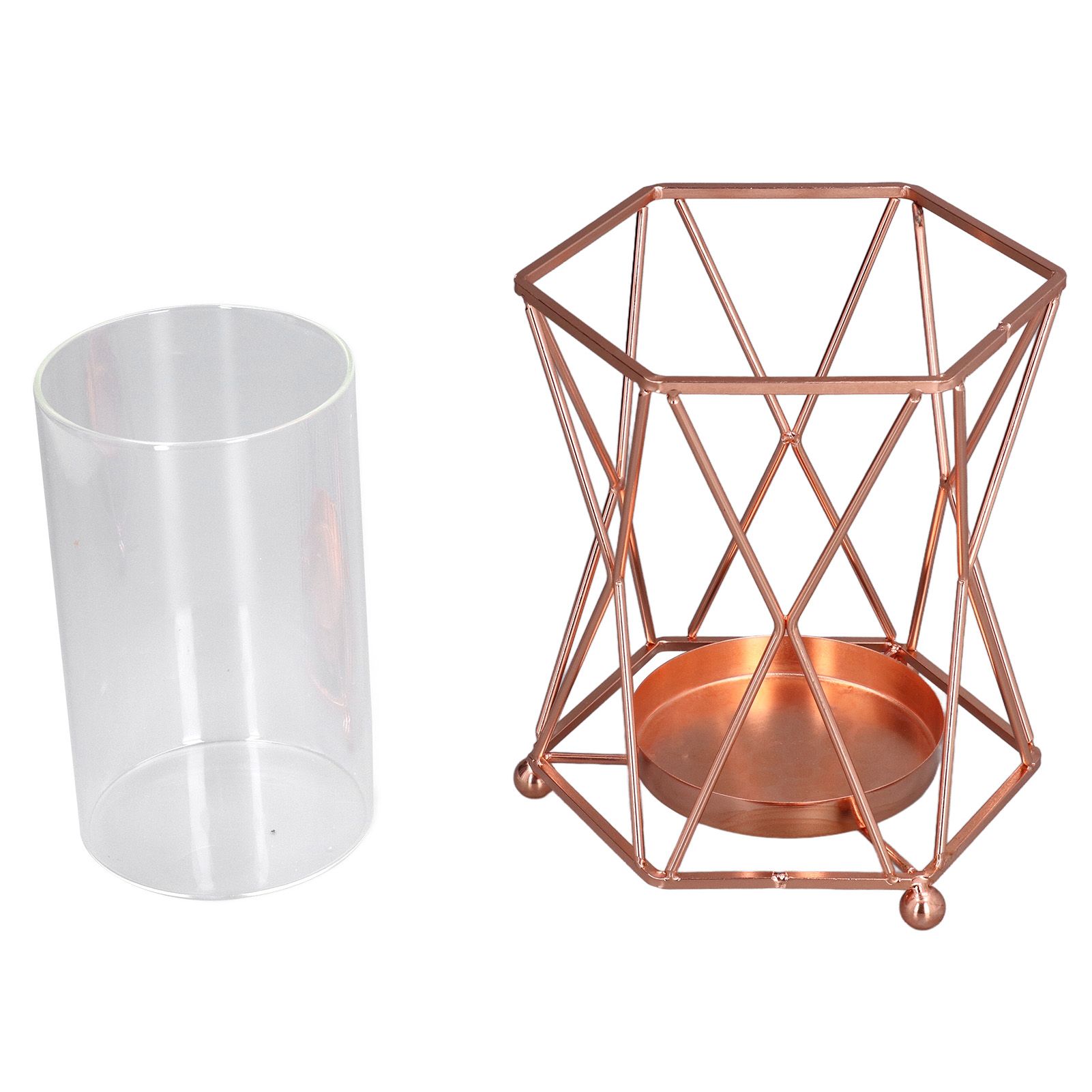 Plant Vase with Wrought Iron Flower Stand Transparent Glass Flower Pot view 4
