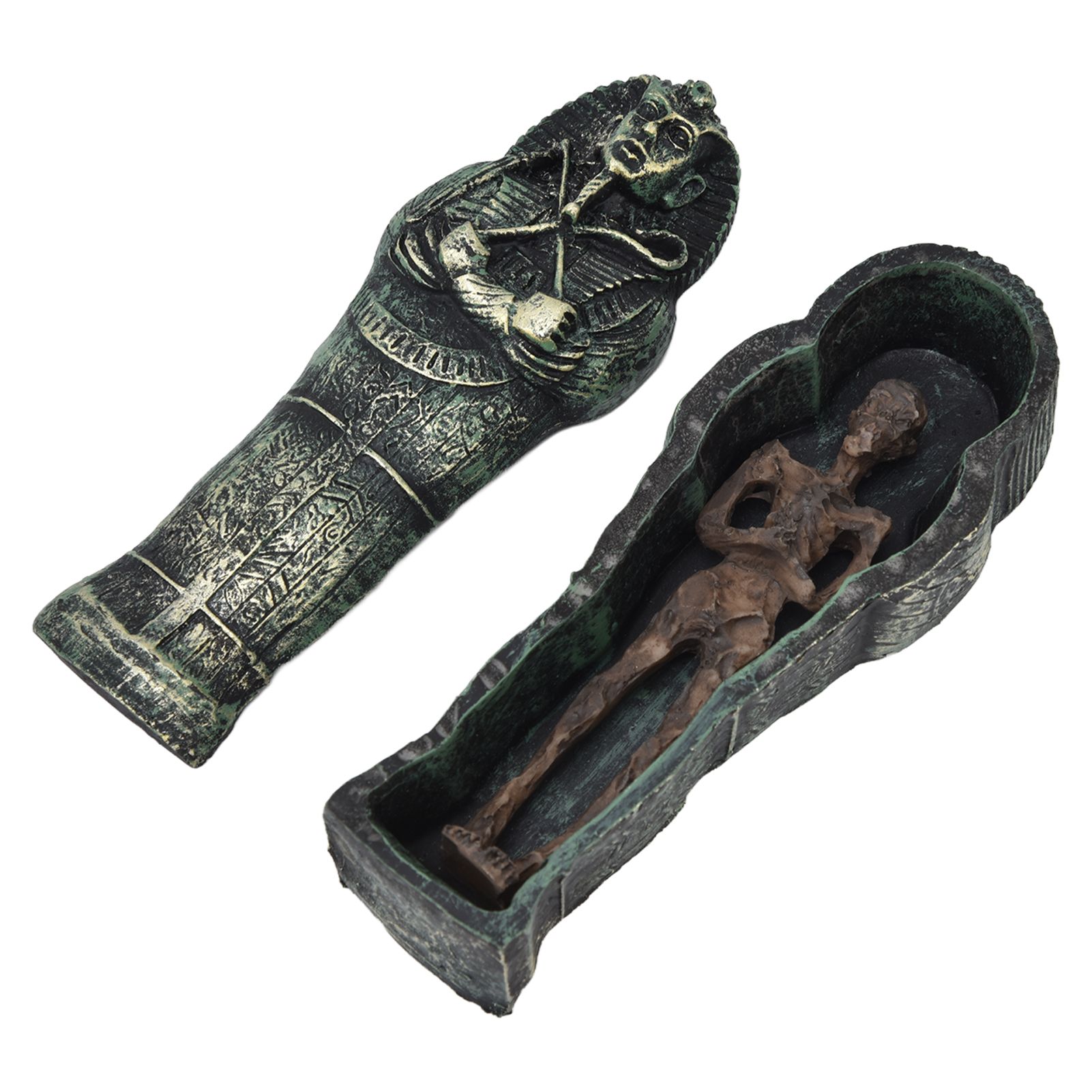 Mummy Coffin Decorations Aquarium Fish Tank Ornaments Landscape Skull Resin view 2