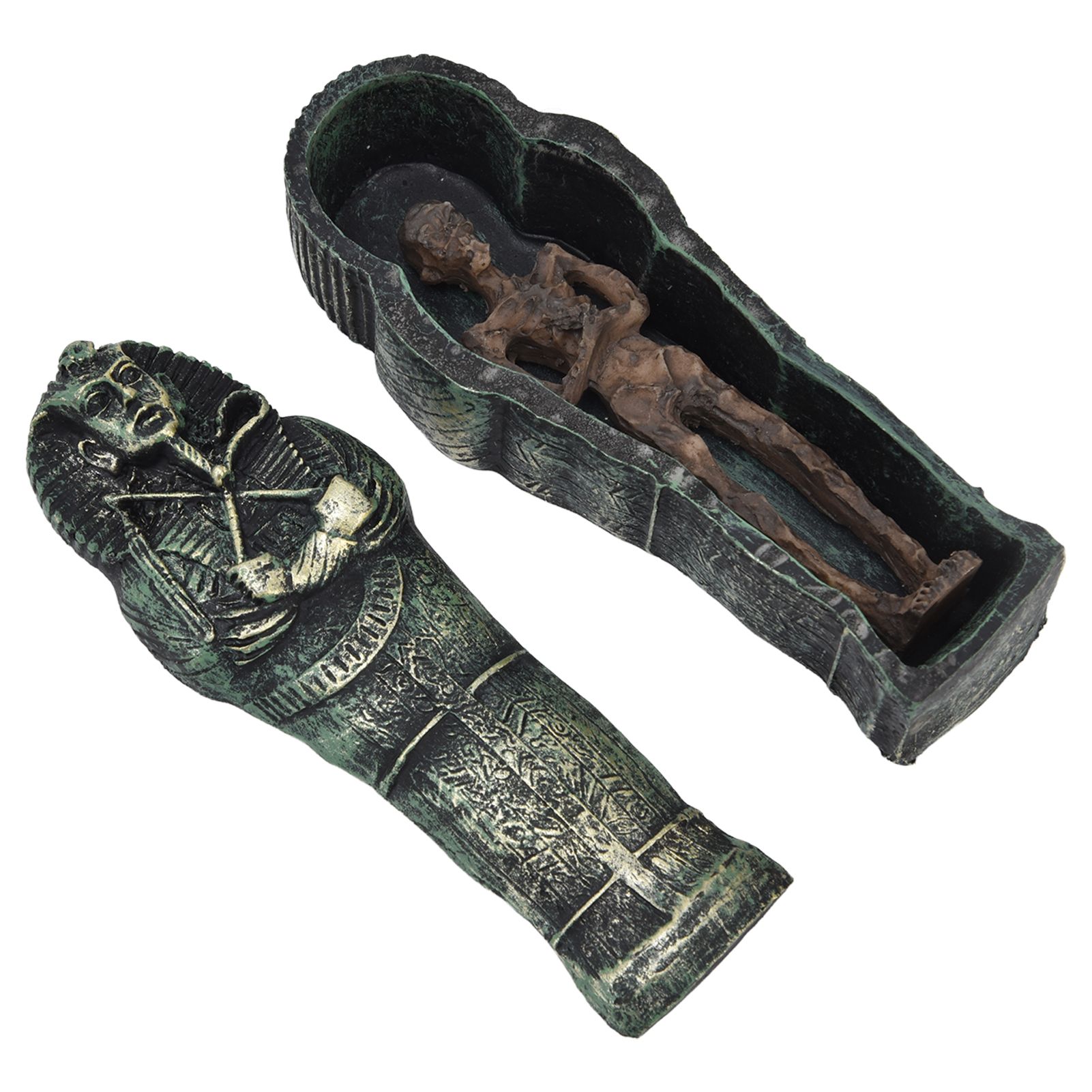 Mummy Coffin Decorations Aquarium Fish Tank Ornaments Landscape Skull Resin view 4