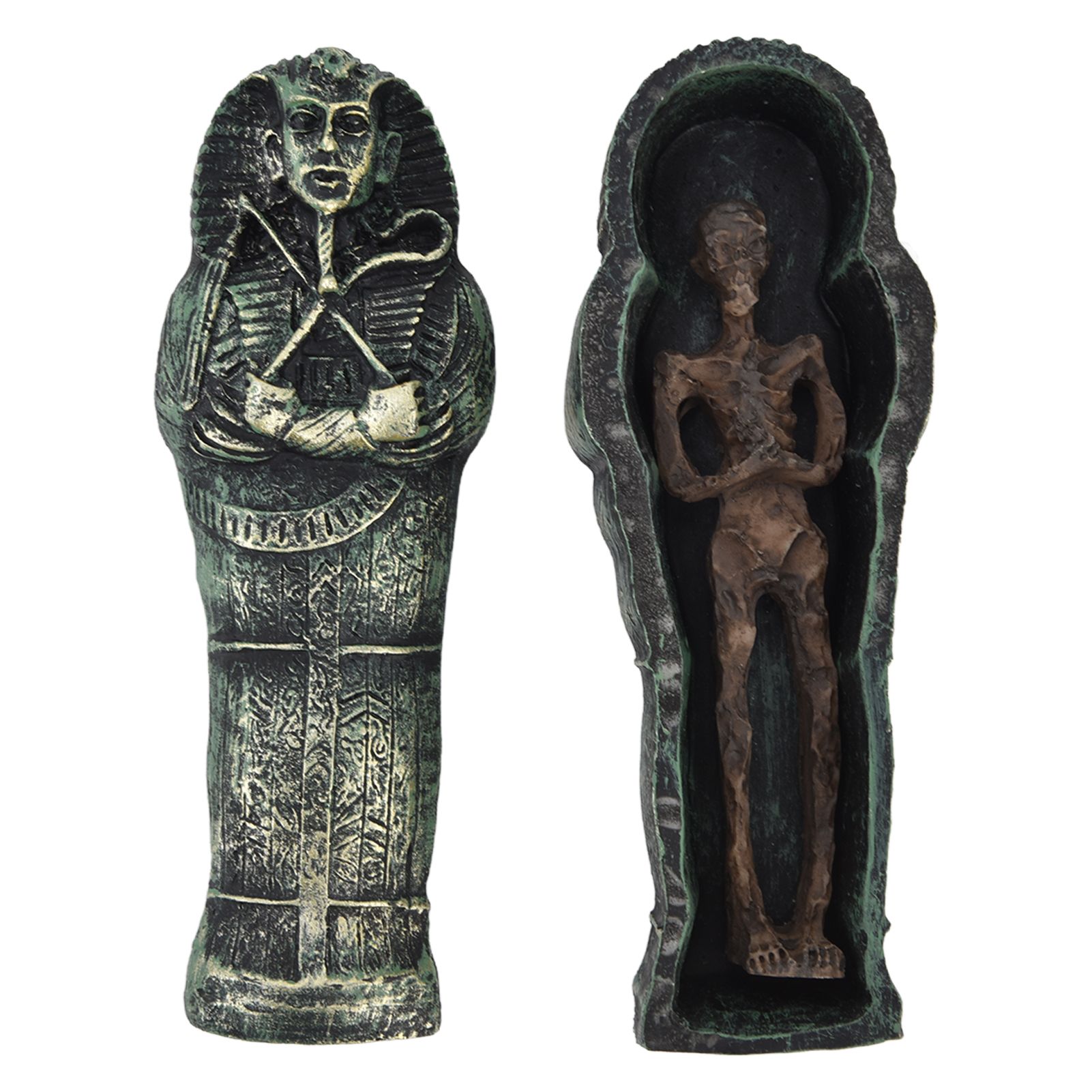Mummy Coffin Decorations Aquarium Fish Tank Ornaments Landscape Skull Resin view 5