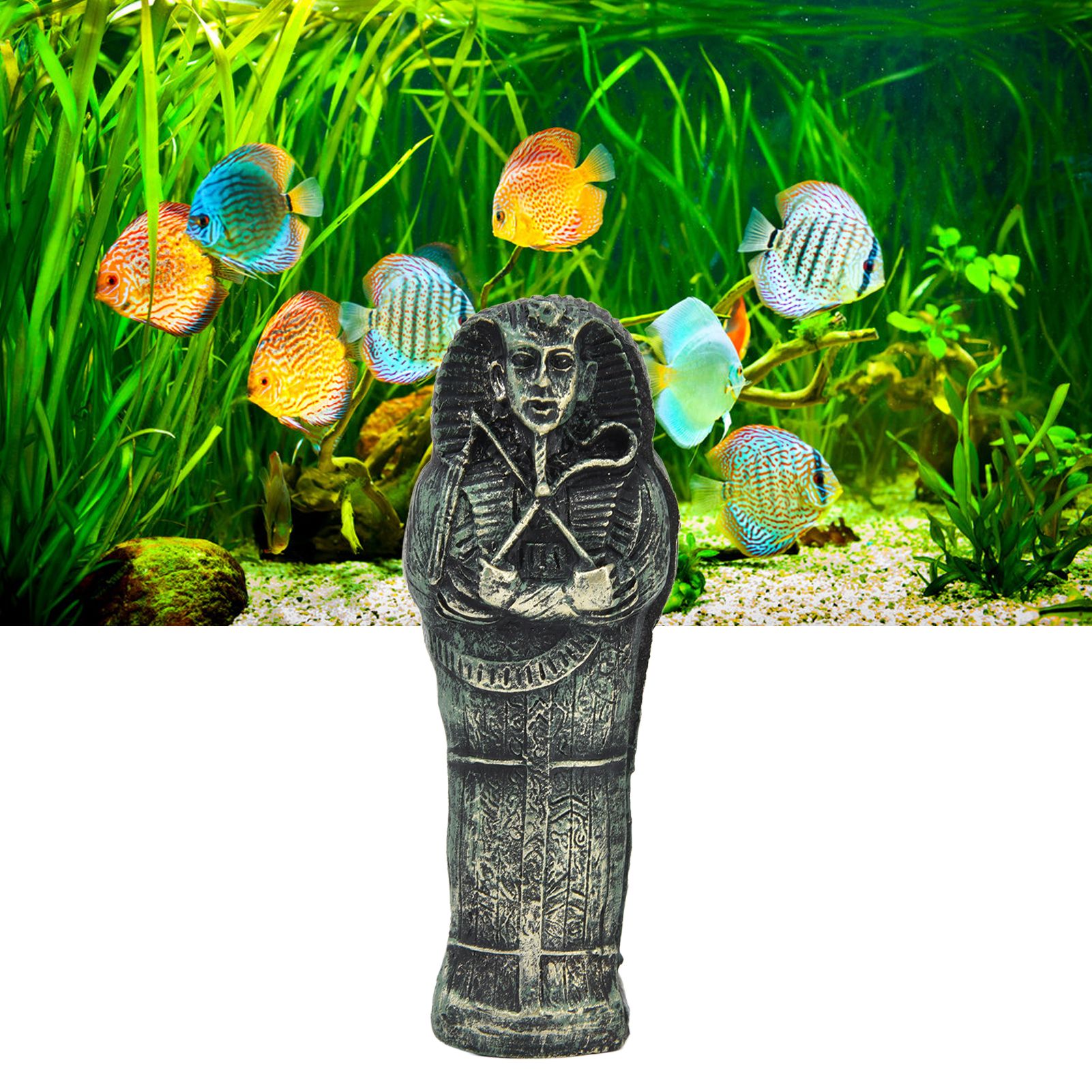 Mummy Coffin Decorations Aquarium Fish Tank Ornaments Landscape Skull Resin view 12