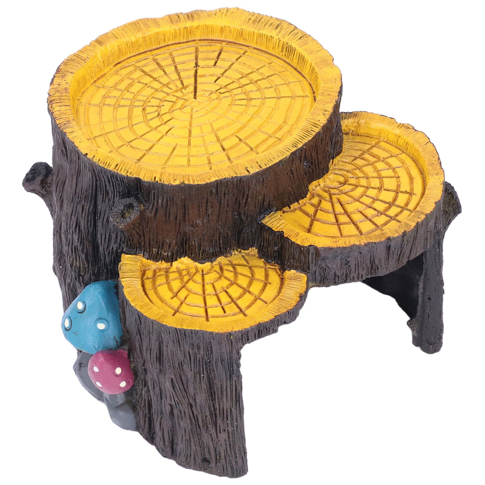 Resin Mini Stump Shape Hiding Hole Wooden Cave Artificial Aquarium Plants view 2