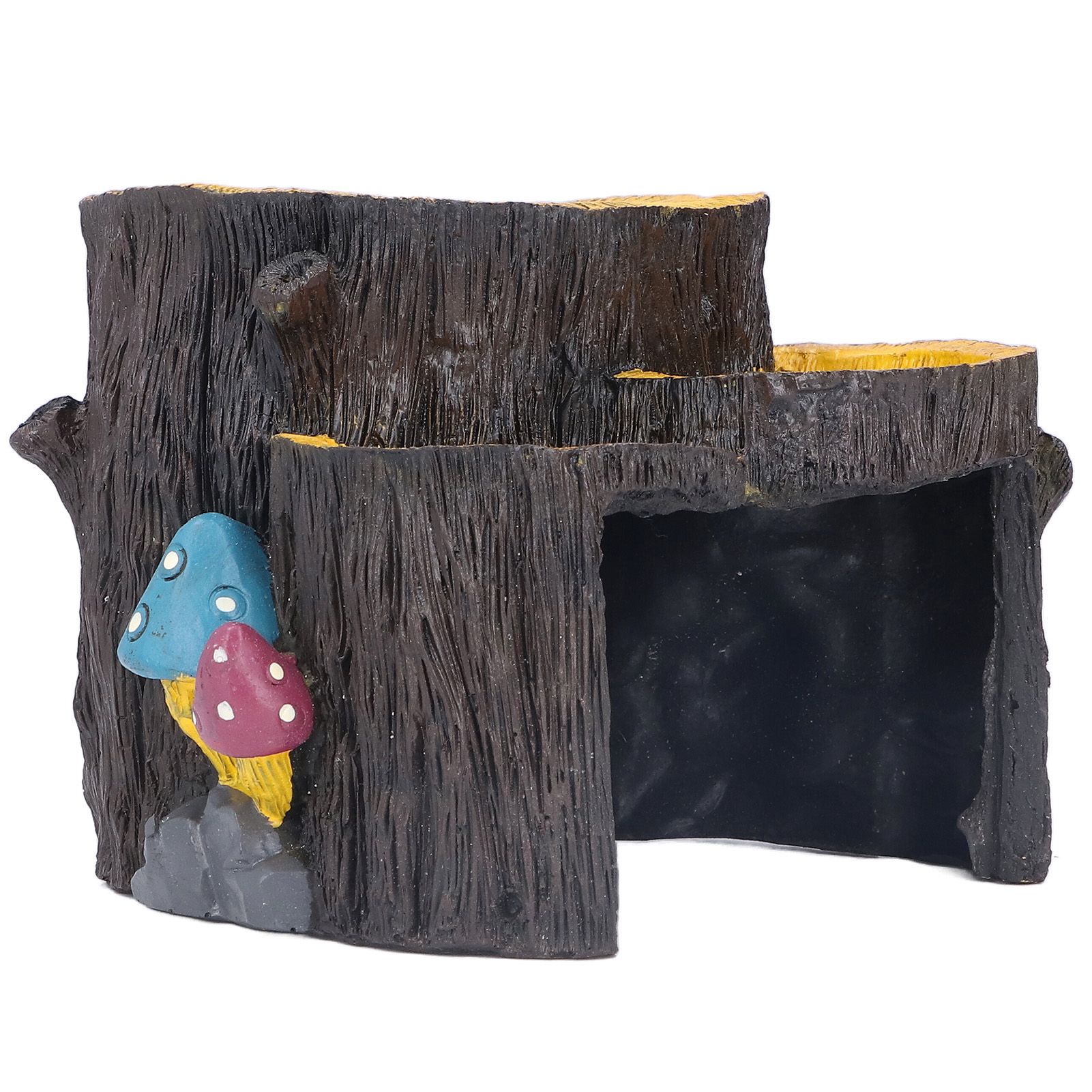 Resin Mini Stump Shape Hiding Hole Wooden Cave Artificial Aquarium Plants view 4