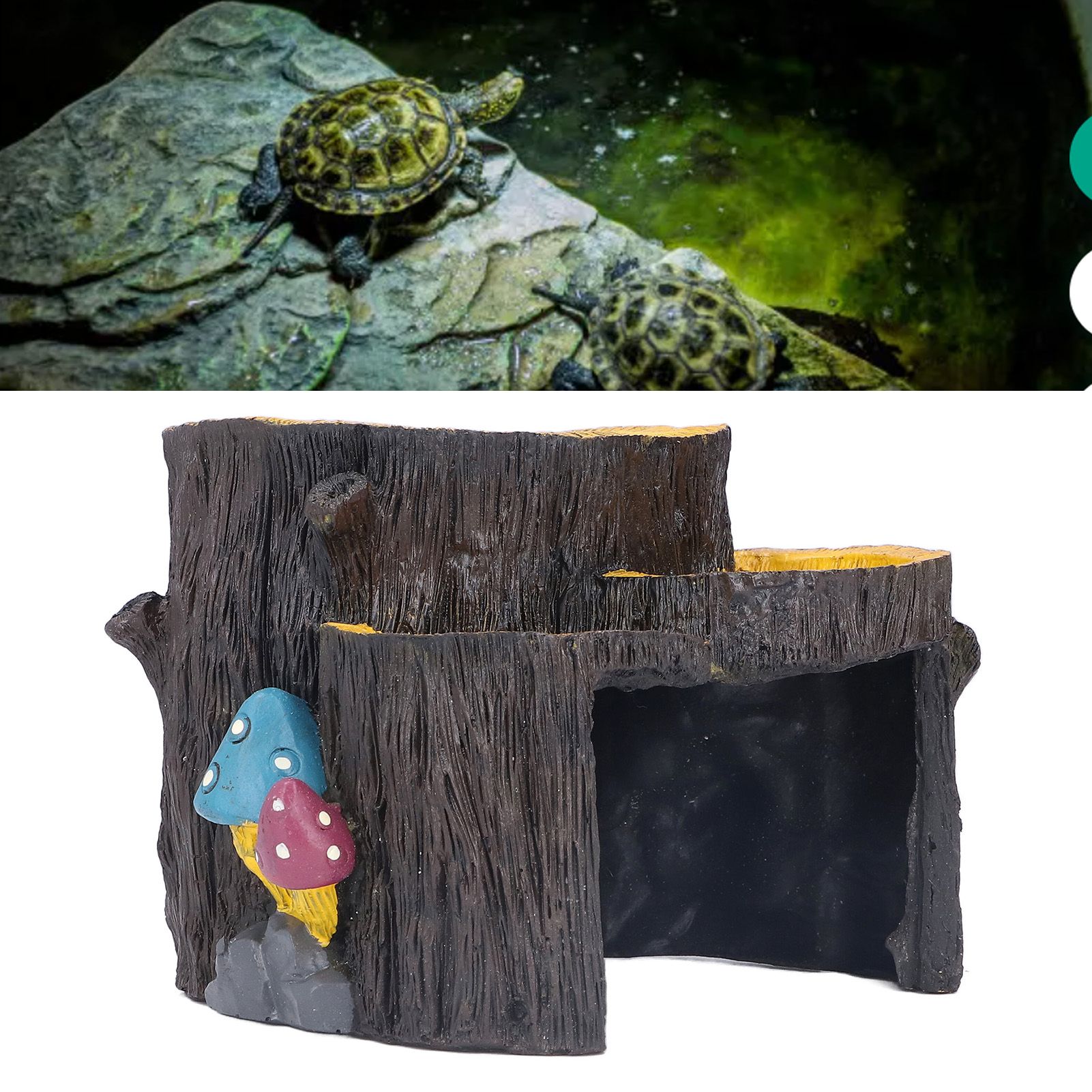 Resin Mini Stump Shape Hiding Hole Wooden Cave Artificial Aquarium Plants view 12