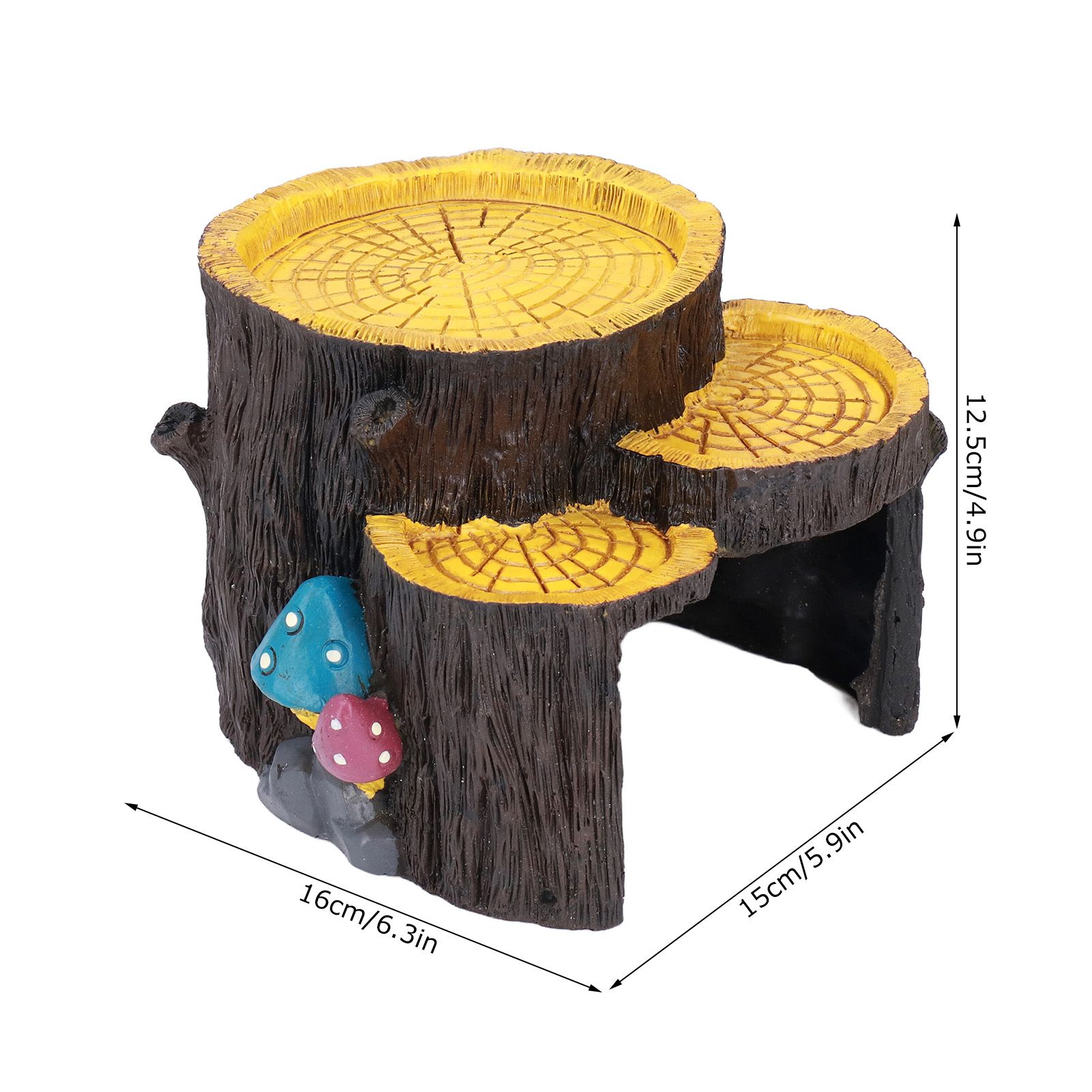 Resin Mini Stump Shape Hiding Hole Wooden Cave Artificial Aquarium Plants view 13