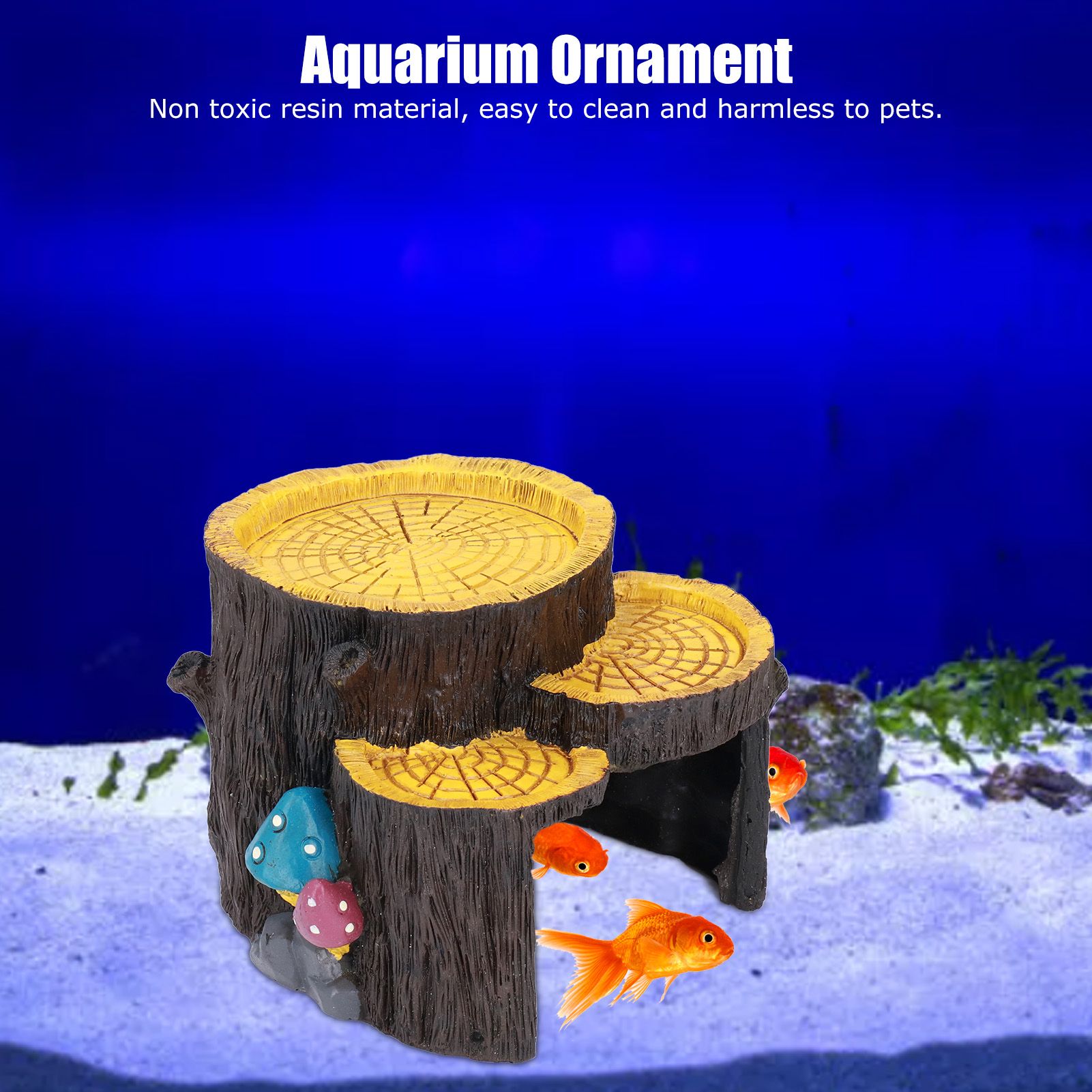 Resin Mini Stump Shape Hiding Hole Wooden Cave Artificial Aquarium Plants view 14