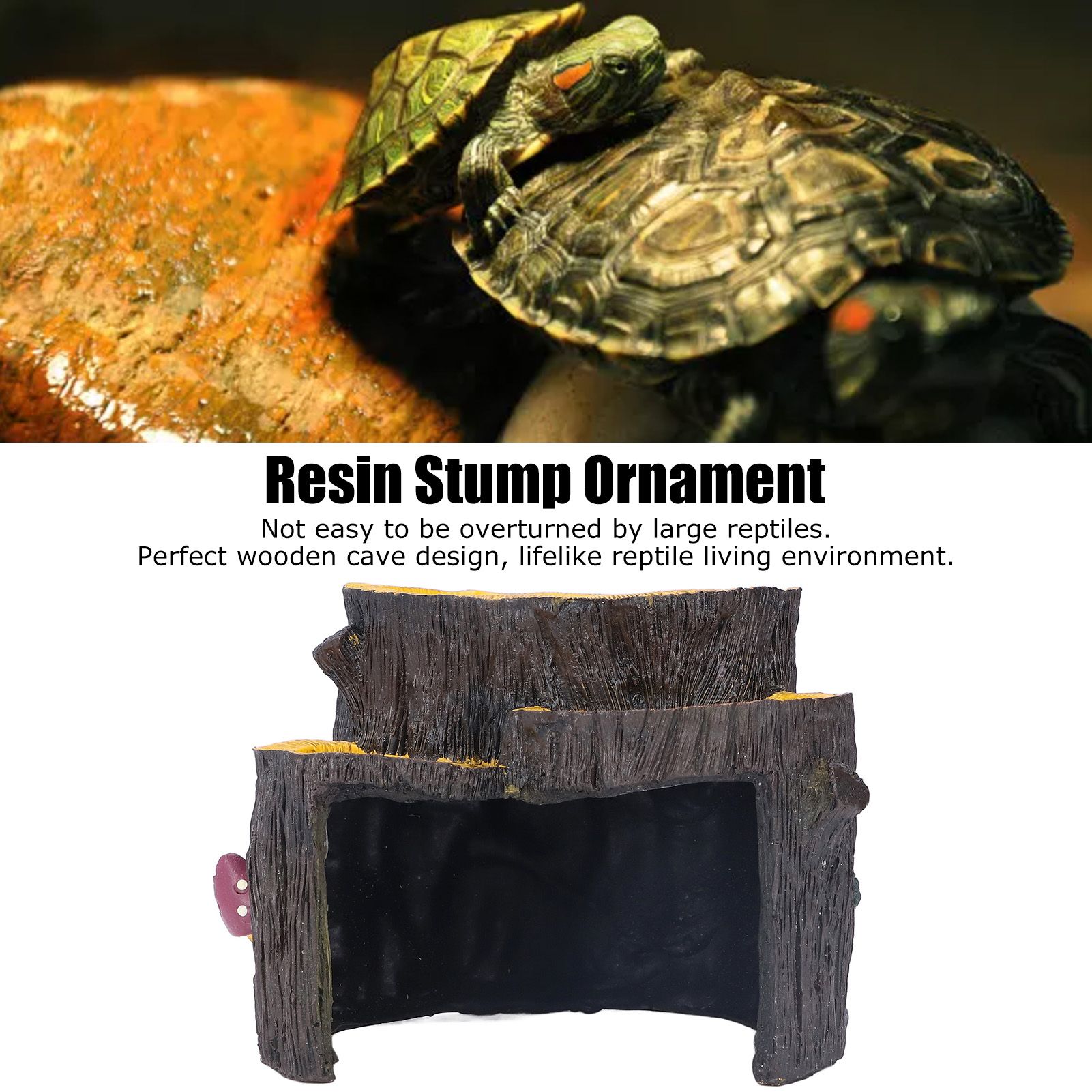 Resin Mini Stump Shape Hiding Hole Wooden Cave Artificial Aquarium Plants view 15