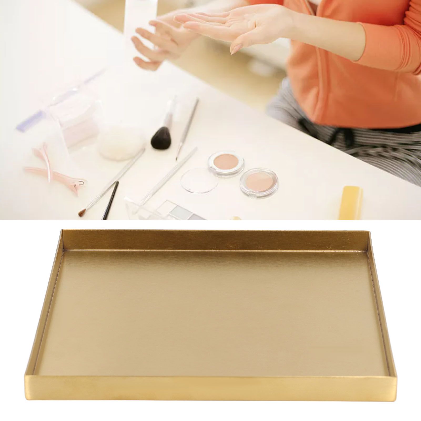 Gold Stainless Steel Tray Decorative Jewelry Dish Makeup Tray Organizer for view 11