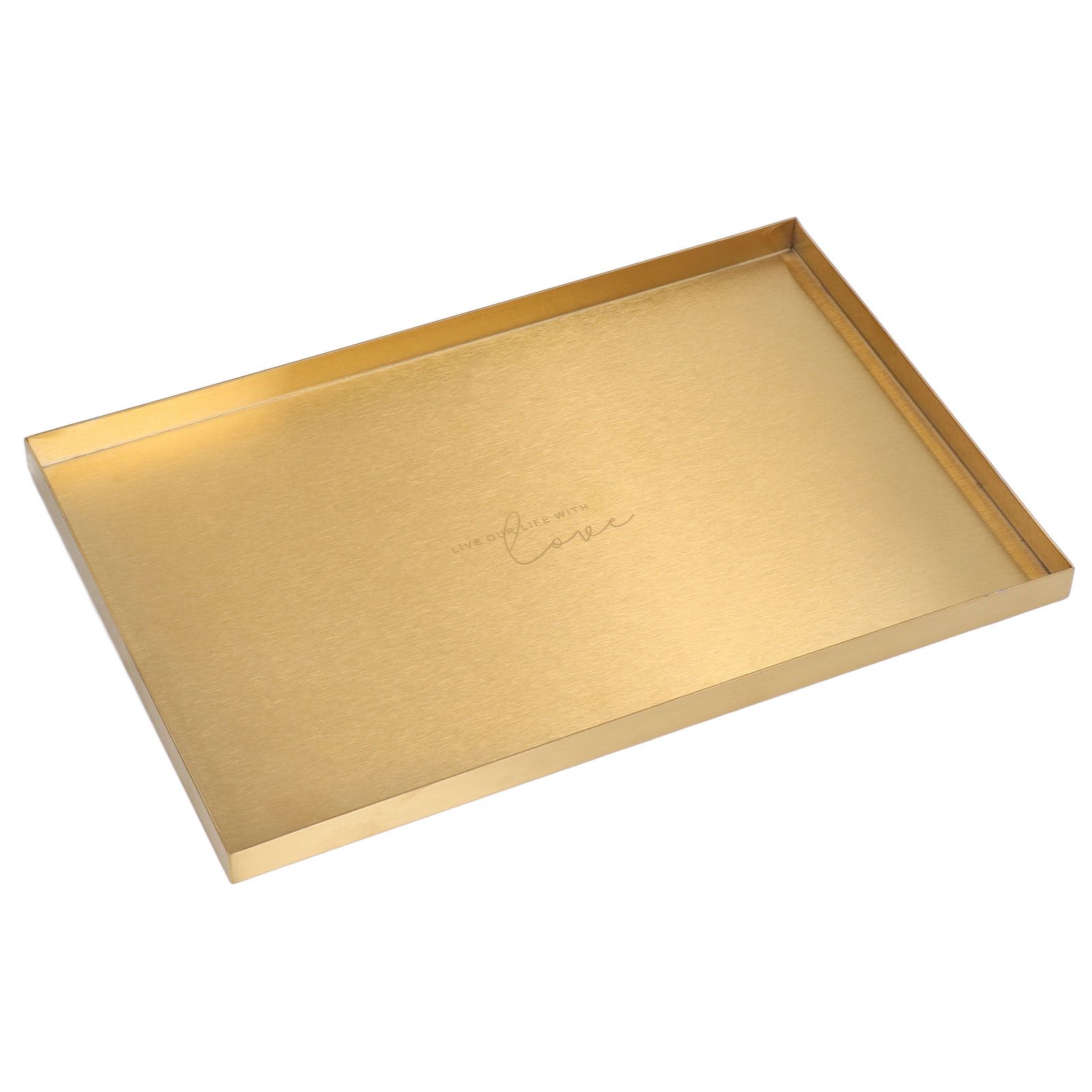 Modern Metal Gold Plate Rectangle Storage Tray Cosmetic Jewelry Display view 2