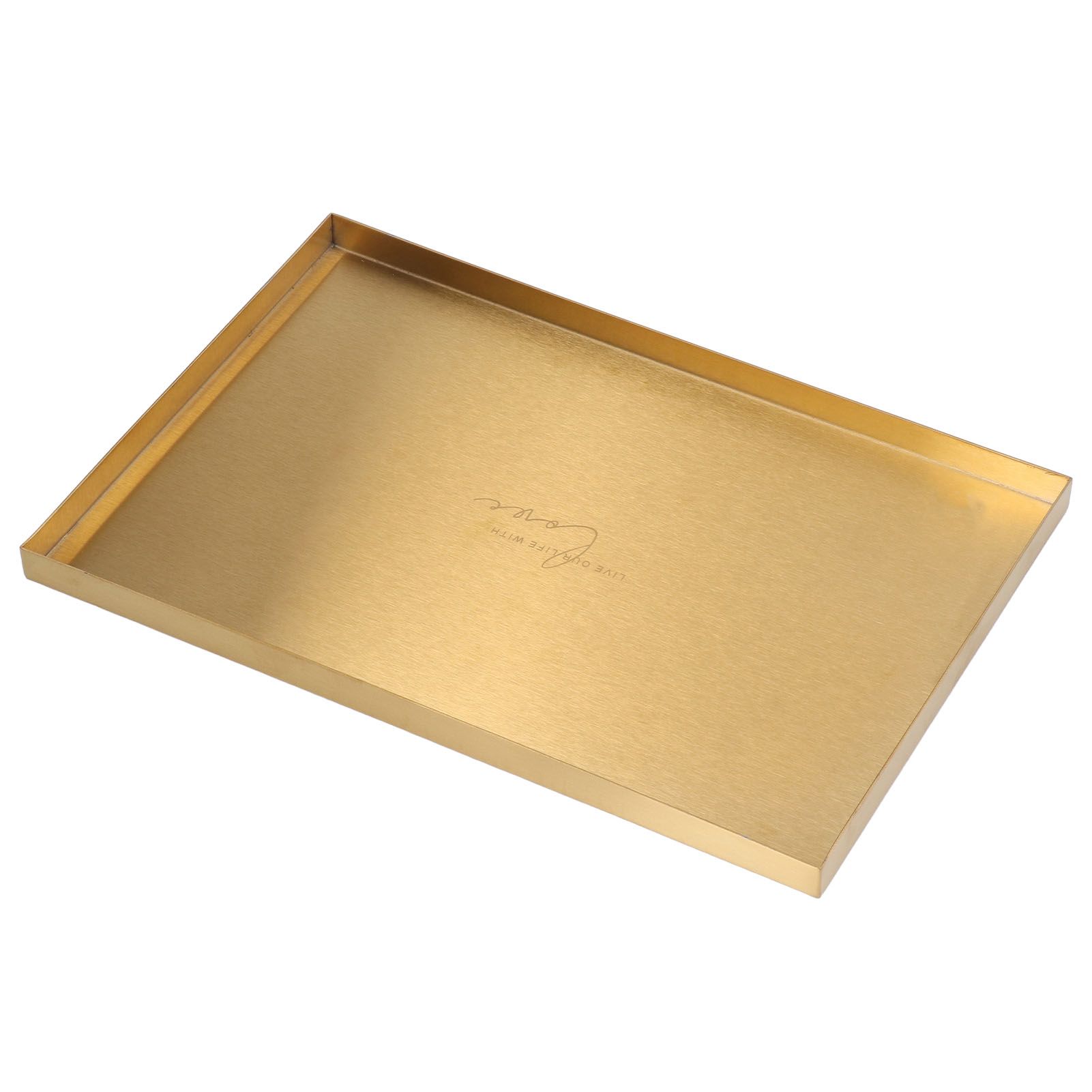 Modern Metal Gold Plate Rectangle Storage Tray Cosmetic Jewelry Display view 3