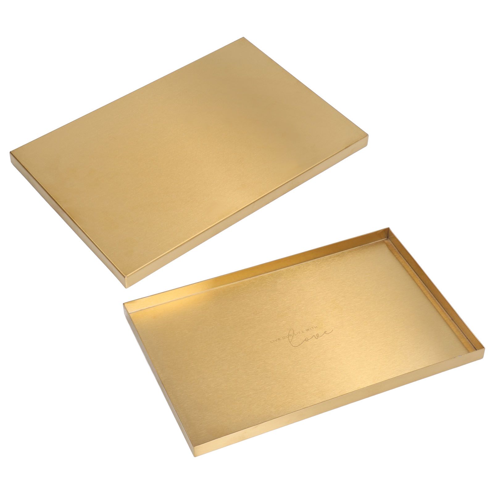 Modern Metal Gold Plate Rectangle Storage Tray Cosmetic Jewelry Display view 8