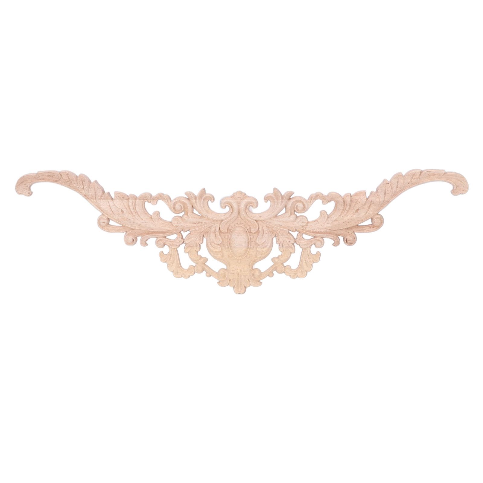 Wood Appliques Exquisite Elegant European Style Rubber Wood Long Flower Piece — image 1