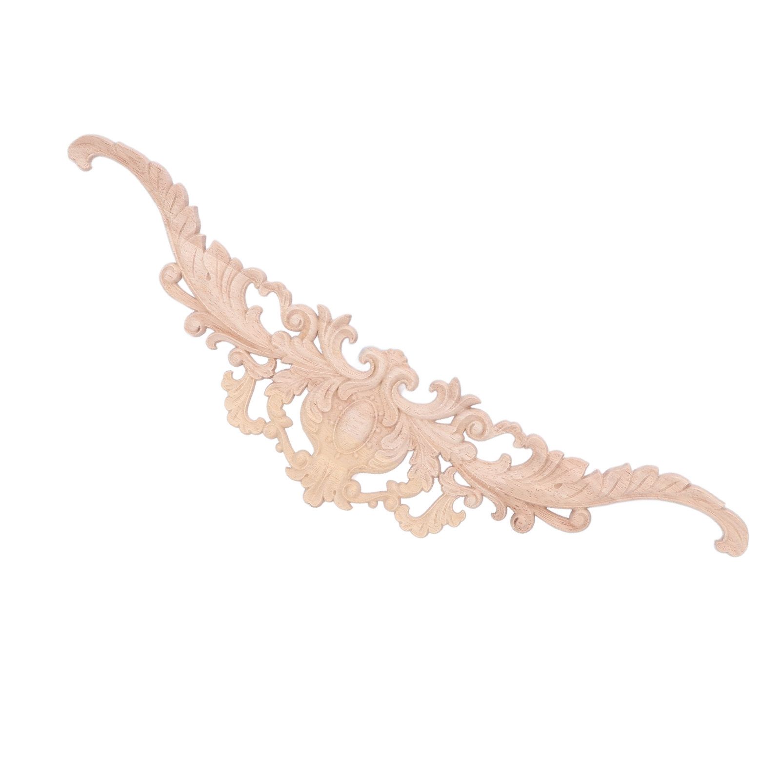 Wood Appliques Exquisite Elegant European Style Rubber Wood Long Flower Piece view 3