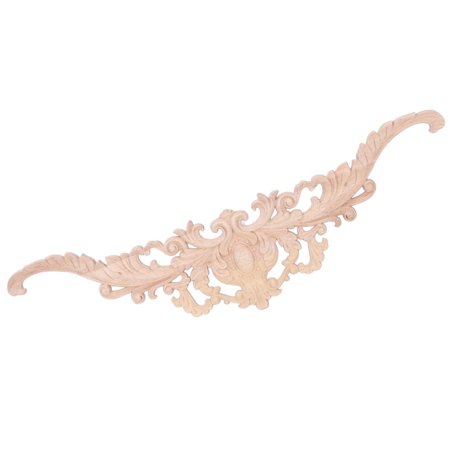 Wood Appliques Exquisite Elegant European Style Rubber Wood Long Flower Piece view 4