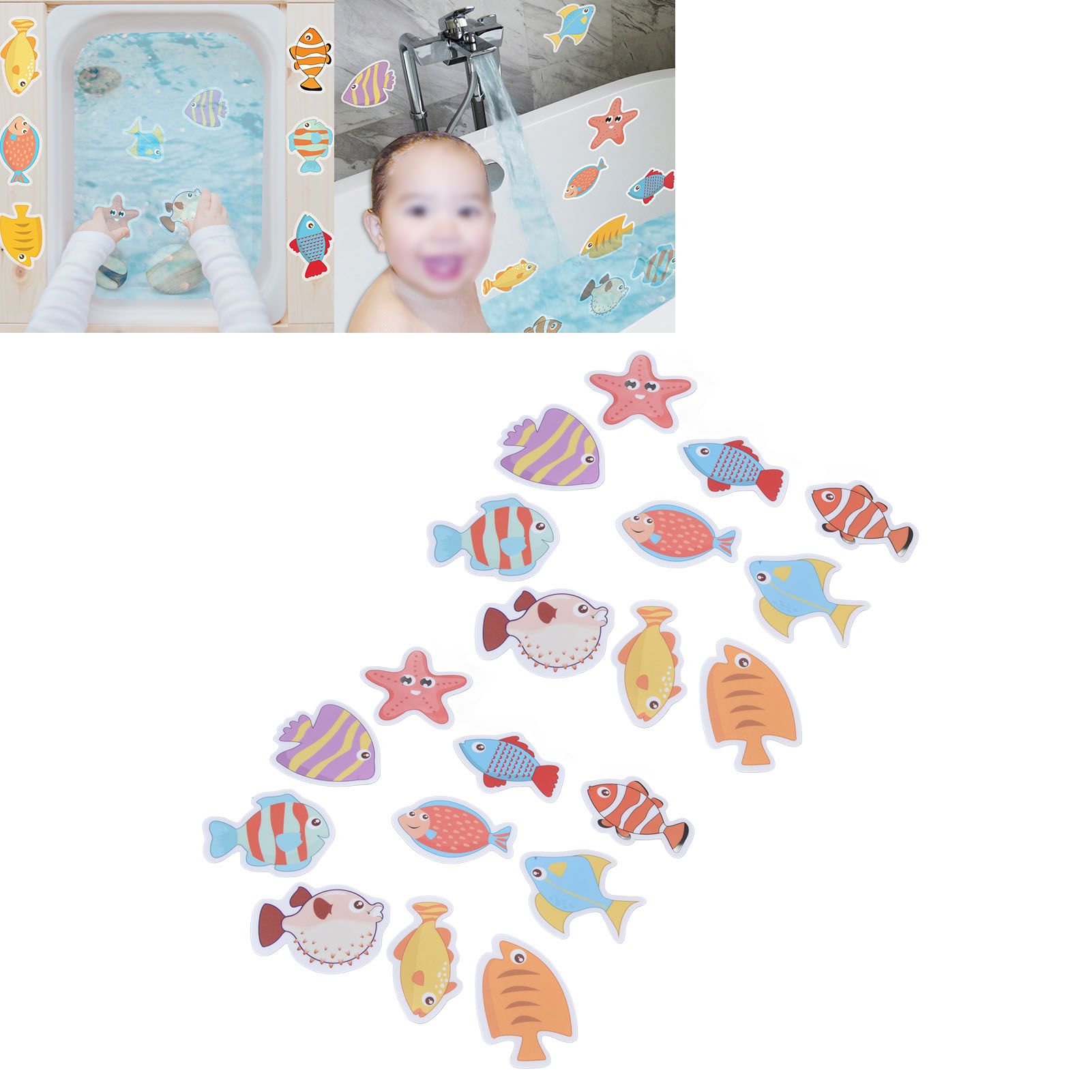 2 Sets Nonslip Bathtub Stickers Matte Colorful Fish Self Adhesive Waterproof view 11