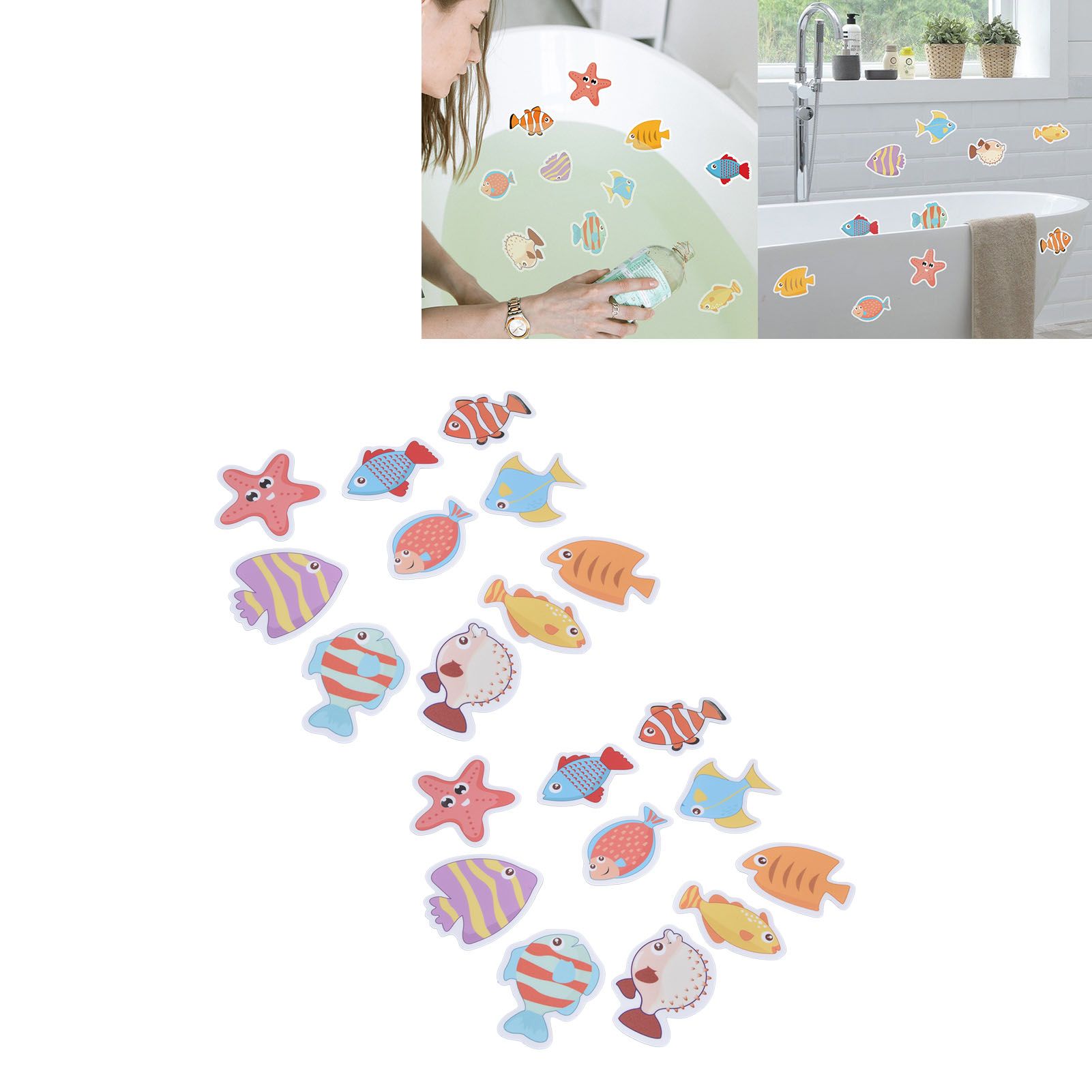 2 Sets Nonslip Bathtub Stickers Matte Colorful Fish Self Adhesive Waterproof view 12