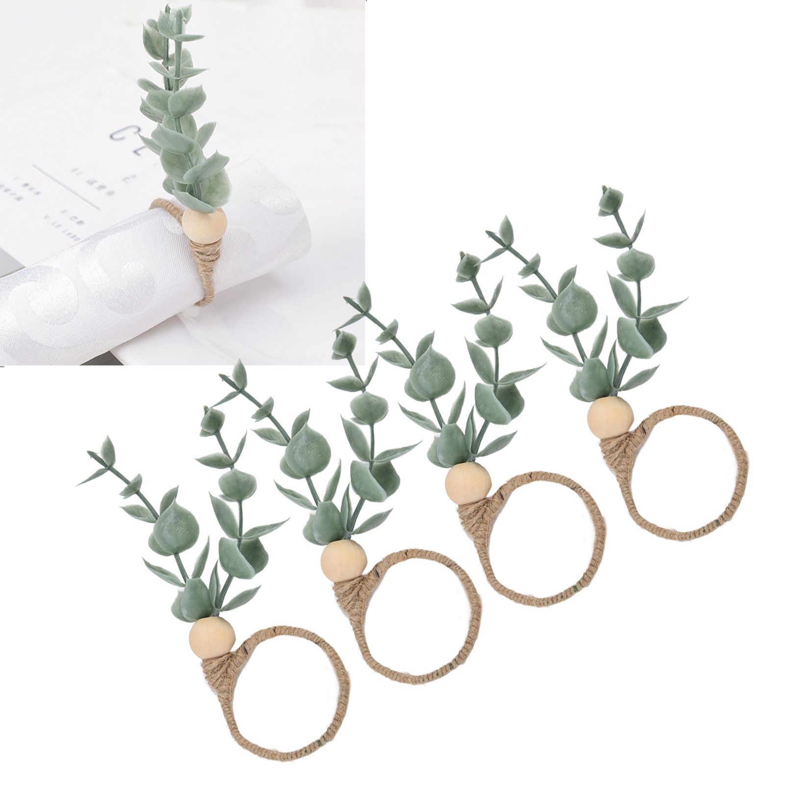 4Pcs Napkin Rings Simple Decorative Handicraft Leaf Flower Napkin Rings for view 11