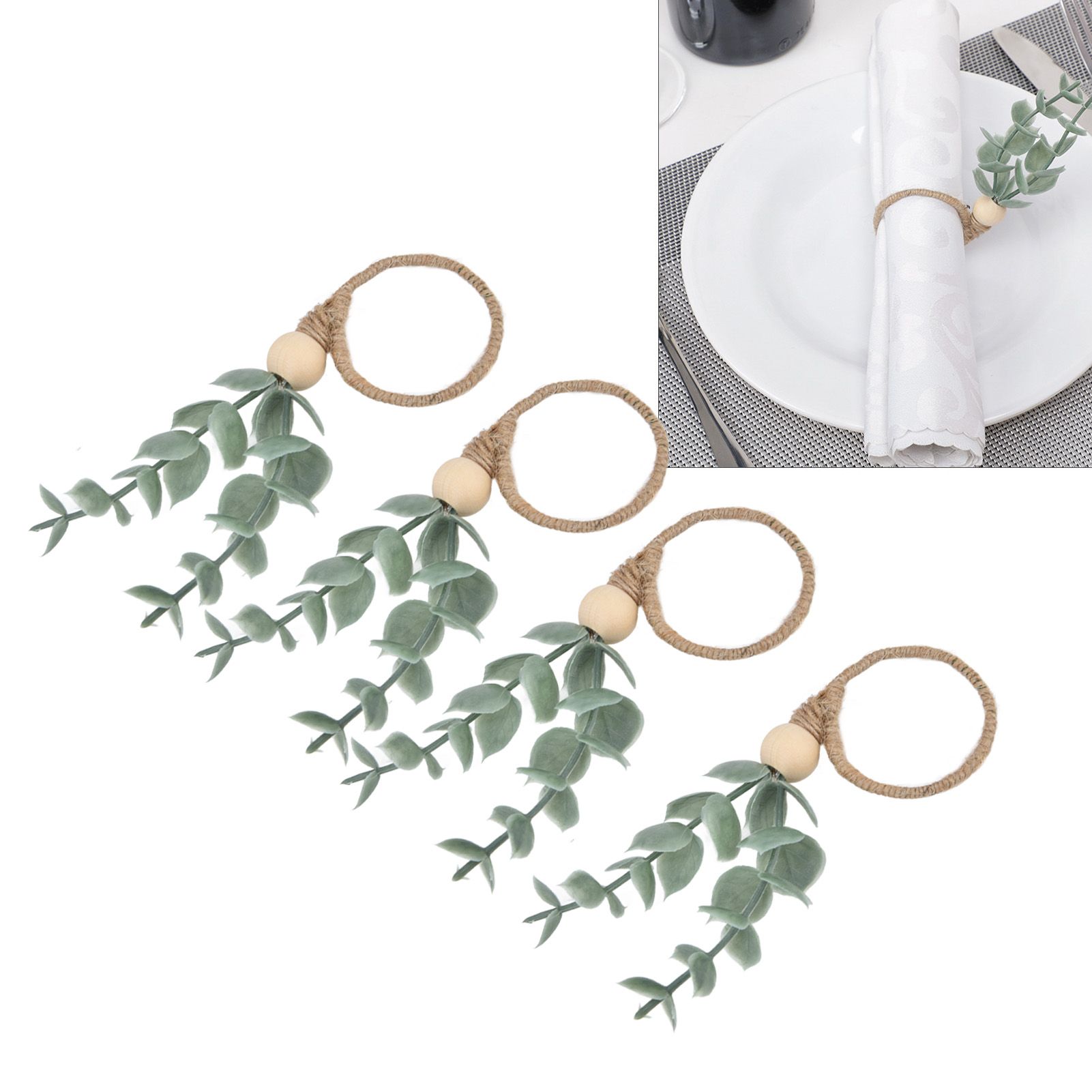 4Pcs Napkin Rings Simple Decorative Handicraft Leaf Flower Napkin Rings for view 12