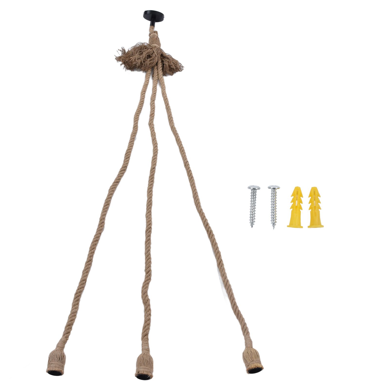 Hemp Rope Vintage Pendant Light Cord Hemp Light Cord 1.5m with 3 Bulb Base for — image 1