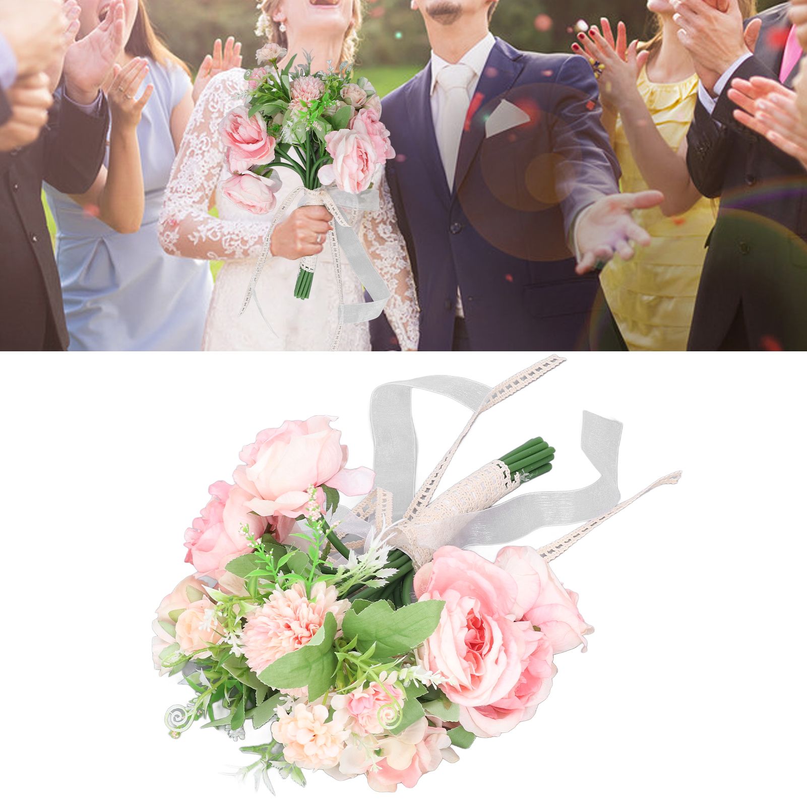 Wedding Bouquet Fake Rose Flower Holding Bunch for Decoration Photography Art view 11