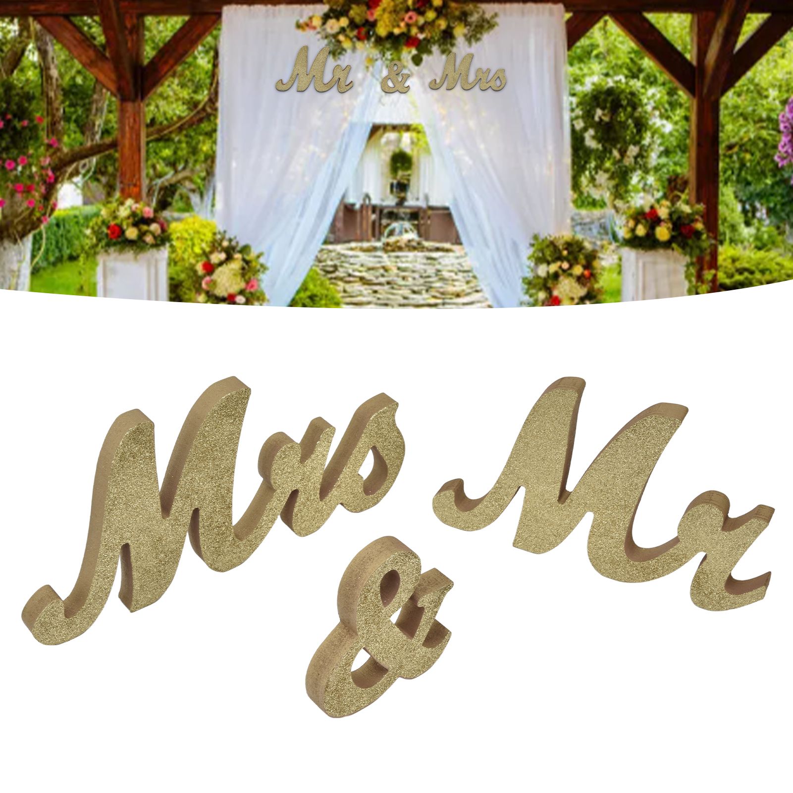 Mr Mrs Sign Wedding Table Decorations English Letter Ornament Props for view 11