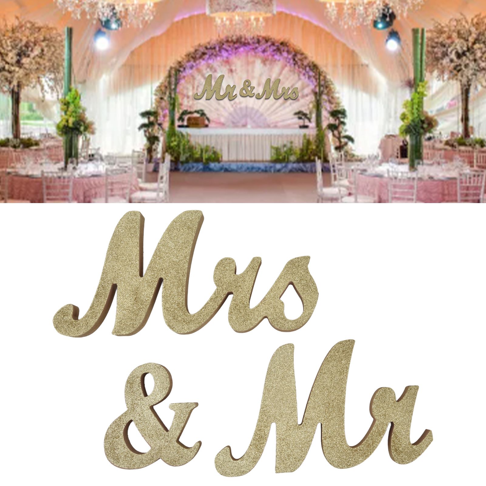 Mr Mrs Sign Wedding Table Decorations English Letter Ornament Props for view 12