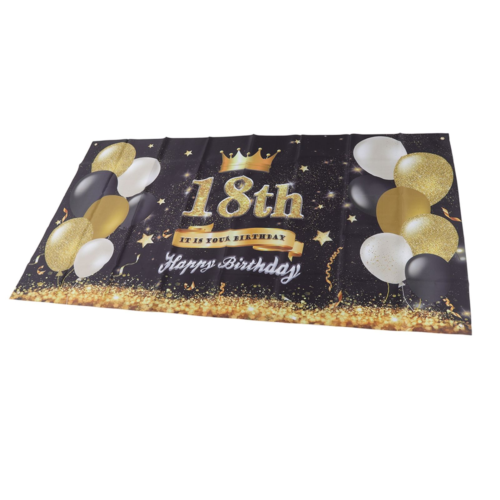 Happy 18th Birthday Backdrop Black Gold 180x99cm Reusable Happy Birthday view 4