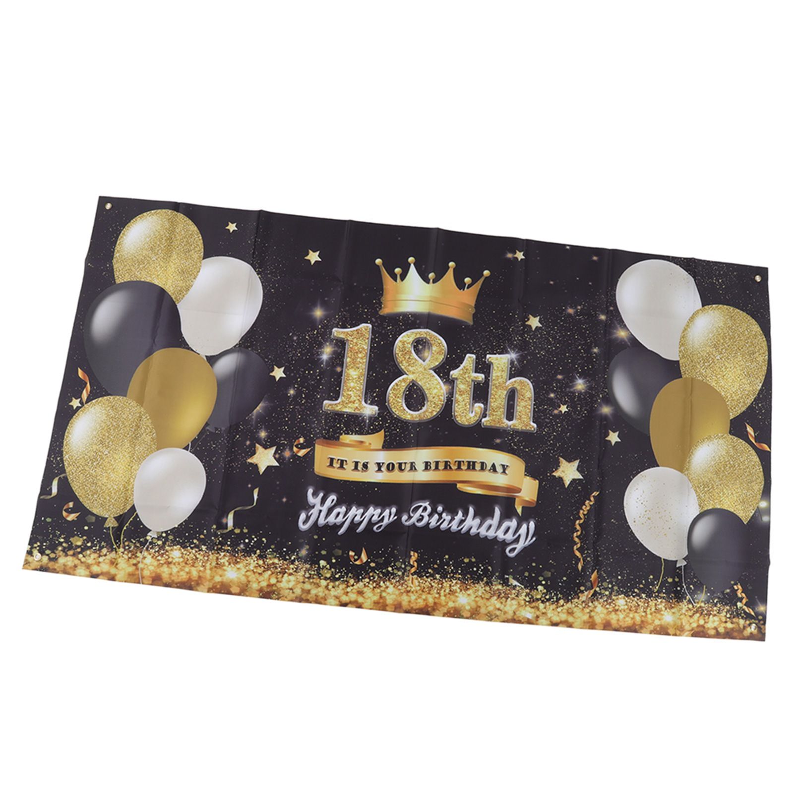 Happy 18th Birthday Backdrop Black Gold 180x99cm Reusable Happy Birthday view 8