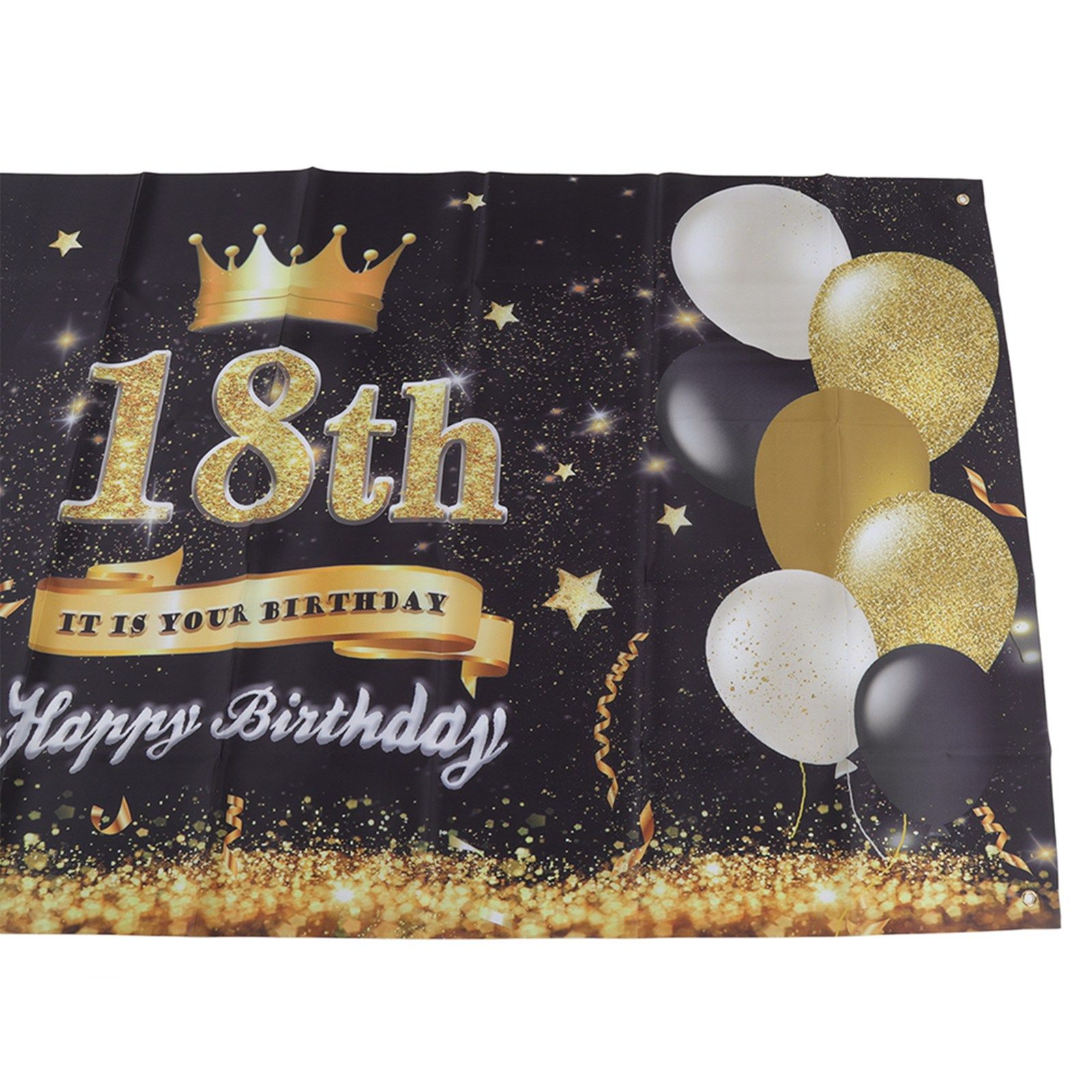 Happy 18th Birthday Backdrop Black Gold 180x99cm Reusable Happy Birthday view 14