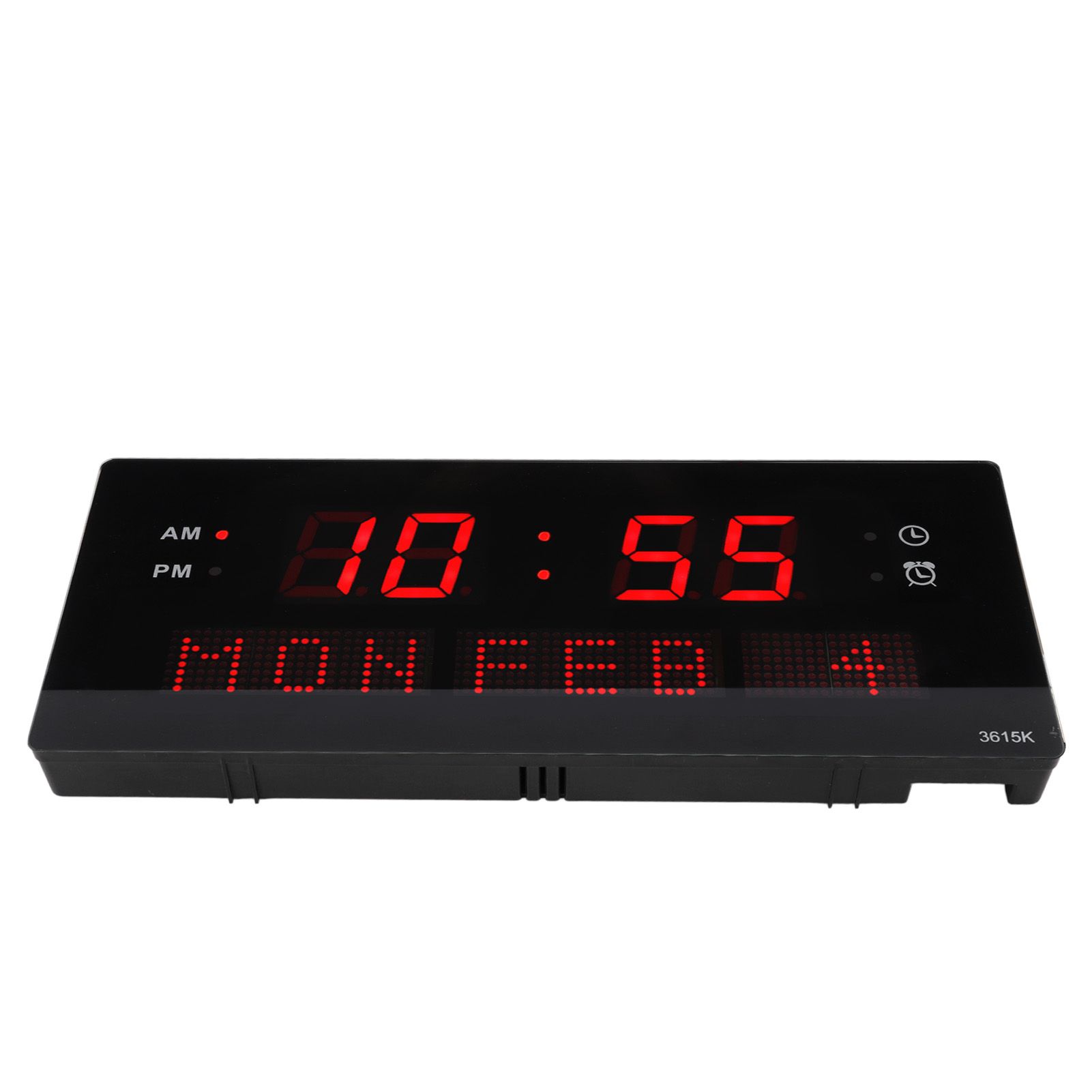 LED Wall Clock Decorative Black Frame Elegant Style Hanging Holes Digital view 2