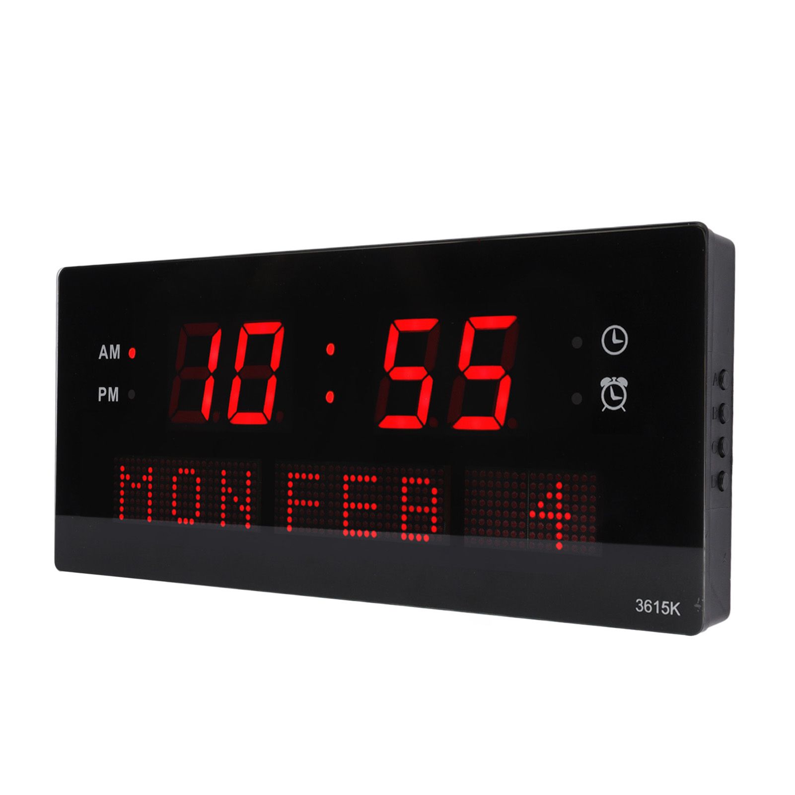LED Wall Clock Decorative Black Frame Elegant Style Hanging Holes Digital view 3