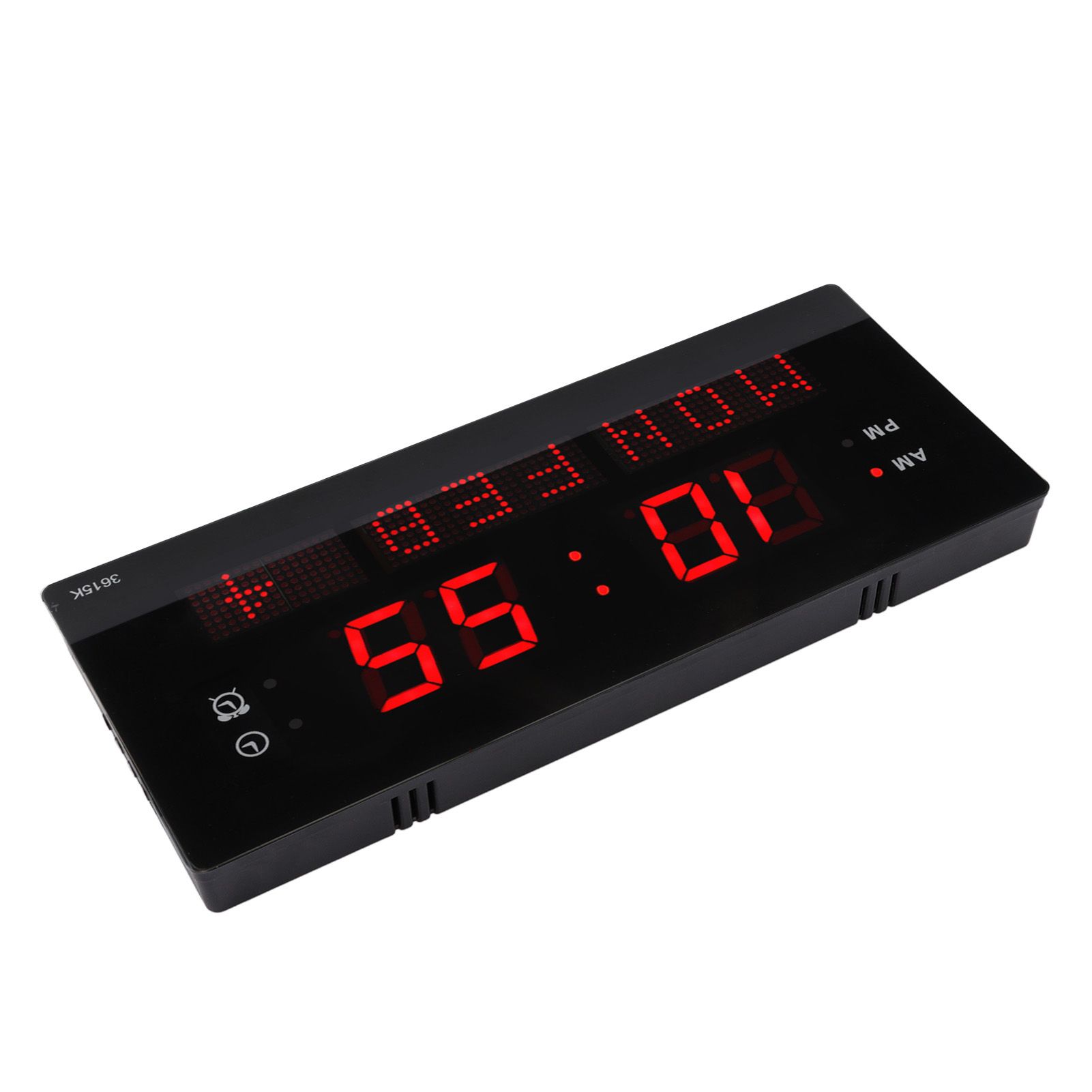 LED Wall Clock Decorative Black Frame Elegant Style Hanging Holes Digital view 4