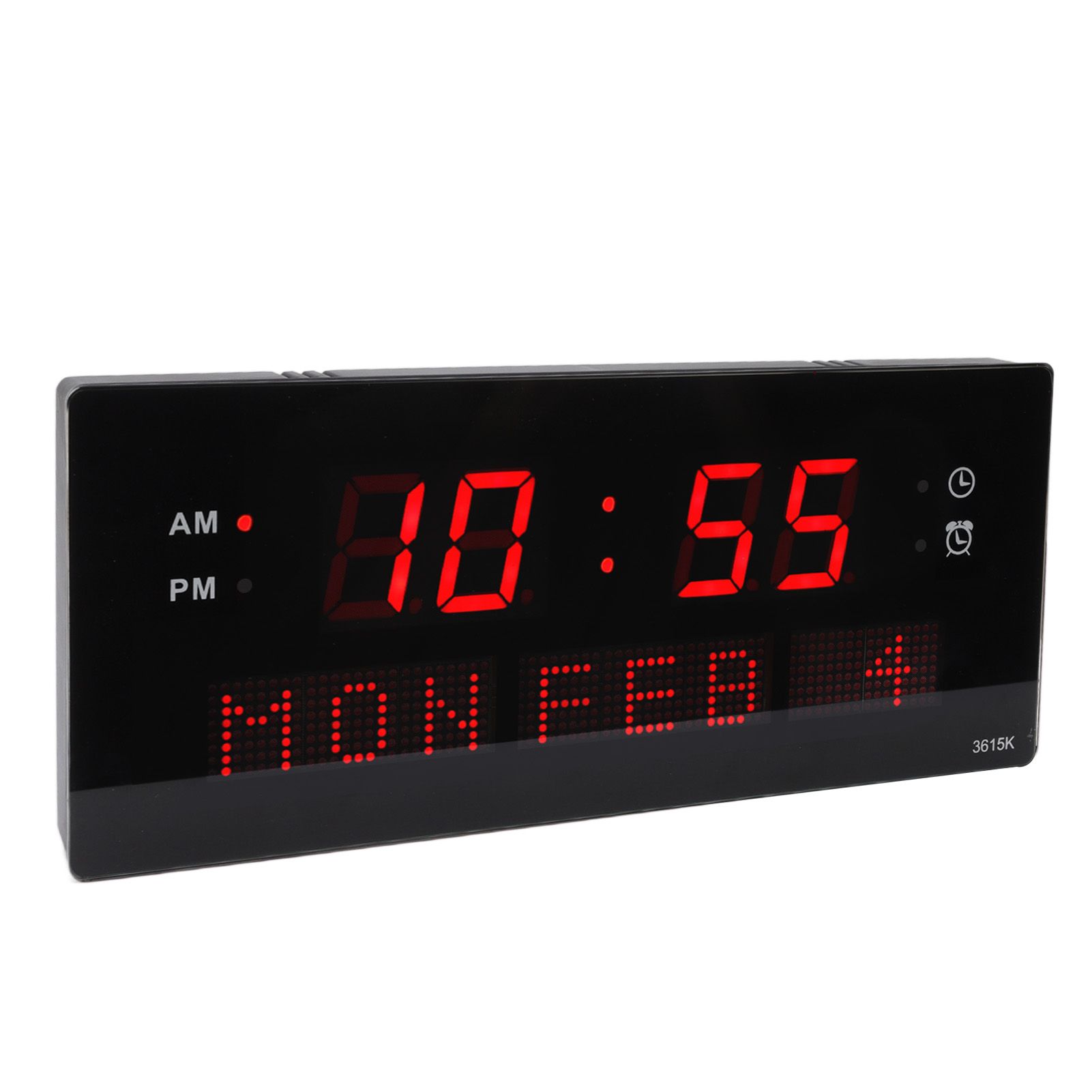 LED Wall Clock Decorative Black Frame Elegant Style Hanging Holes Digital view 5