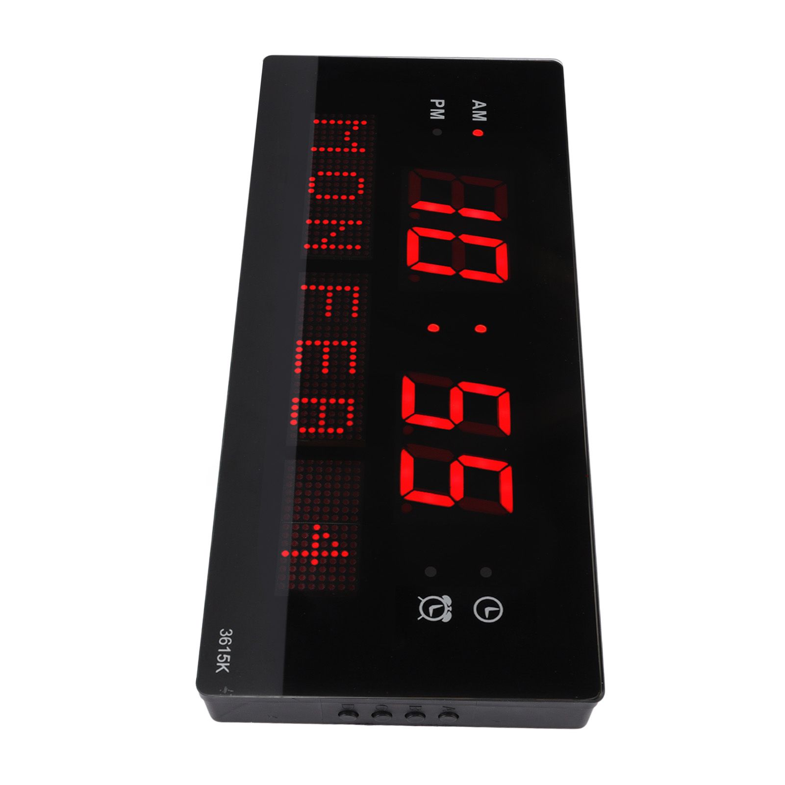 LED Wall Clock Decorative Black Frame Elegant Style Hanging Holes Digital view 6