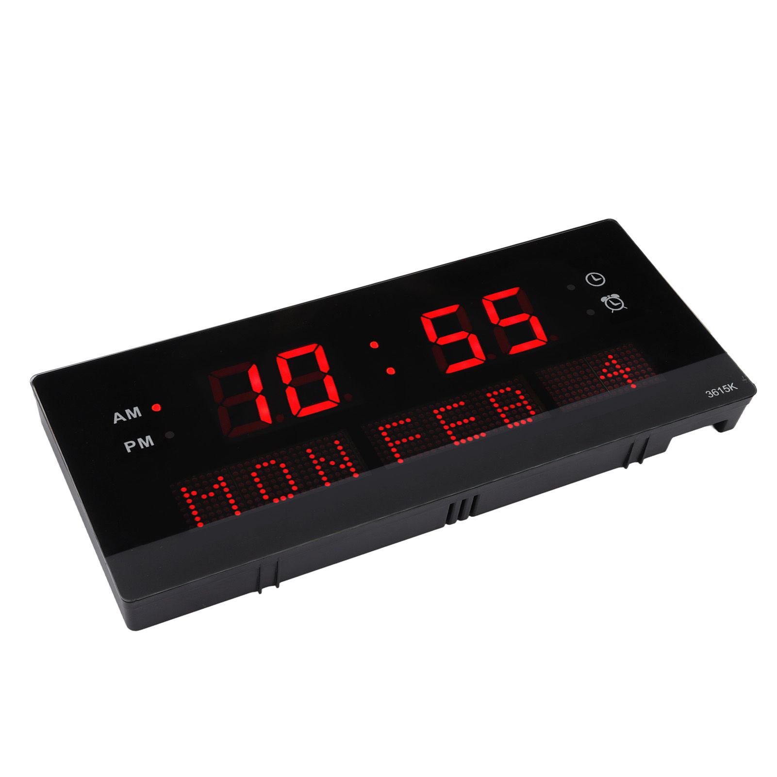 LED Wall Clock Decorative Black Frame Elegant Style Hanging Holes Digital view 7