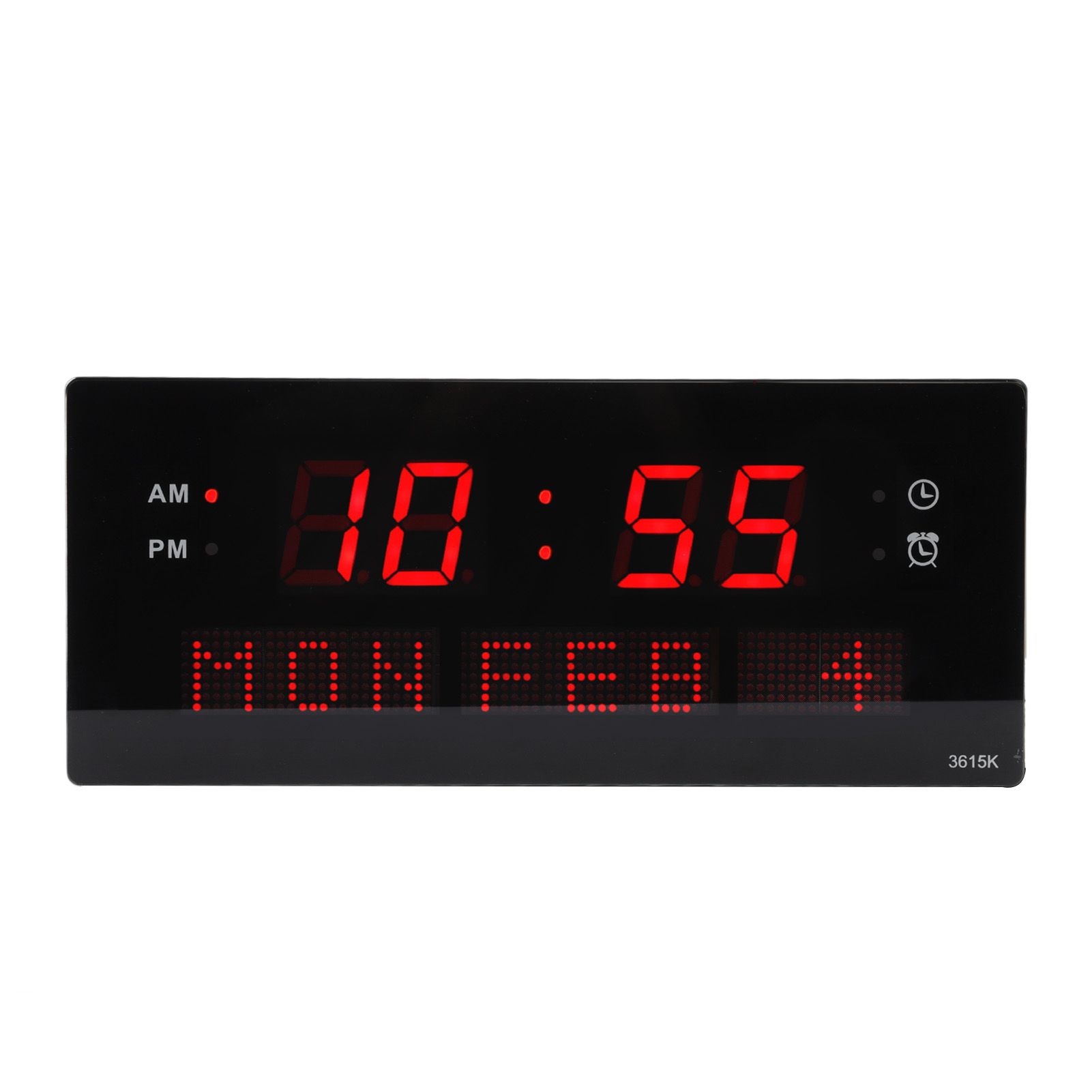 LED Wall Clock Decorative Black Frame Elegant Style Hanging Holes Digital view 8