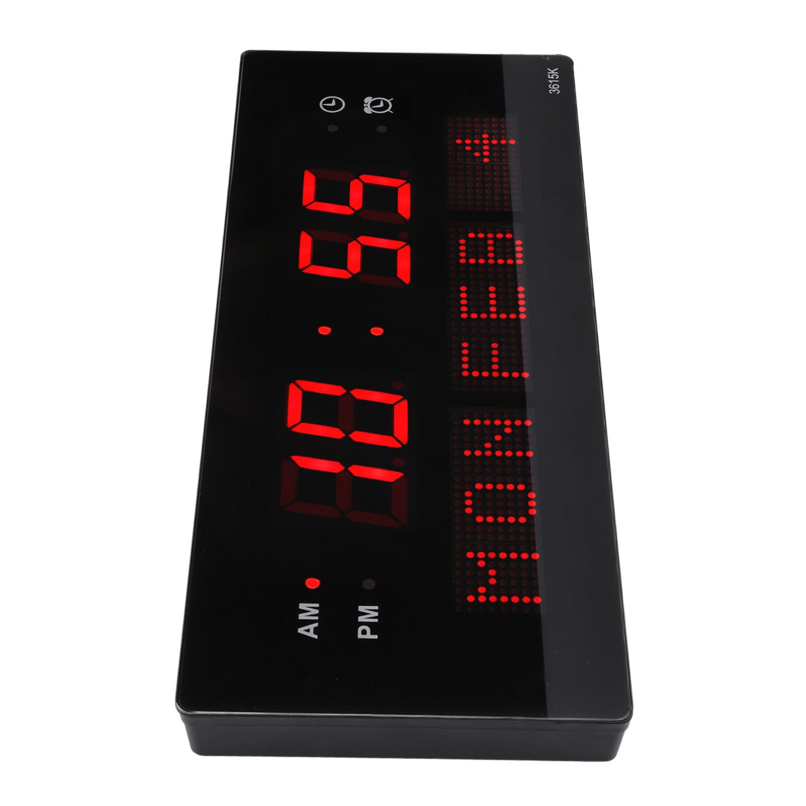 LED Wall Clock Decorative Black Frame Elegant Style Hanging Holes Digital view 9